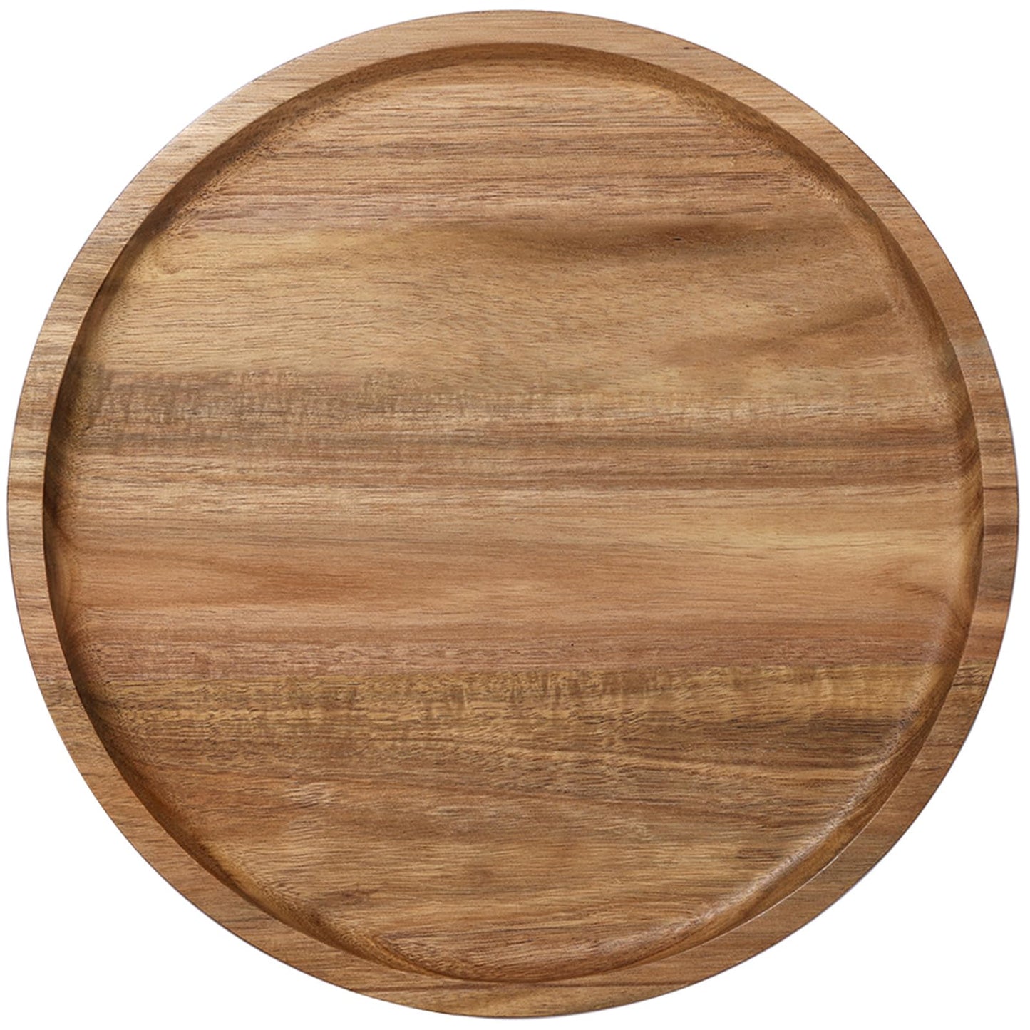 Round Wooden Serving Tray, 13.8 Inch Acacia Decorative Tray for Home Decor, Coffee Table, Farmhouse Style Wood Tray for Small Candle, Vases, Jewelry Organizer, Home Kitchen Dining Tabletop Decor