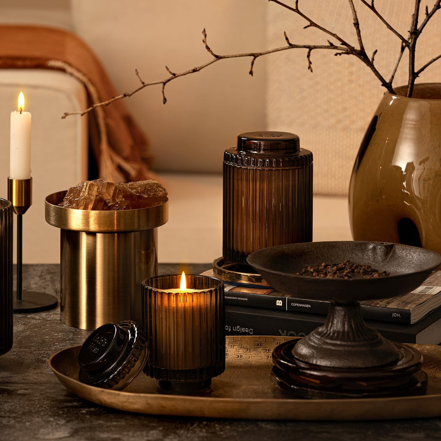 LA JOLIE MUSE Santal Himalayen Candle, Amber Scented Candles Gifts for Women, Natural Soy Candle, Candles for Home Scented, Luxury Glass Jar Candles for Home Decor, 60 Hours Long Burning, 11 Oz