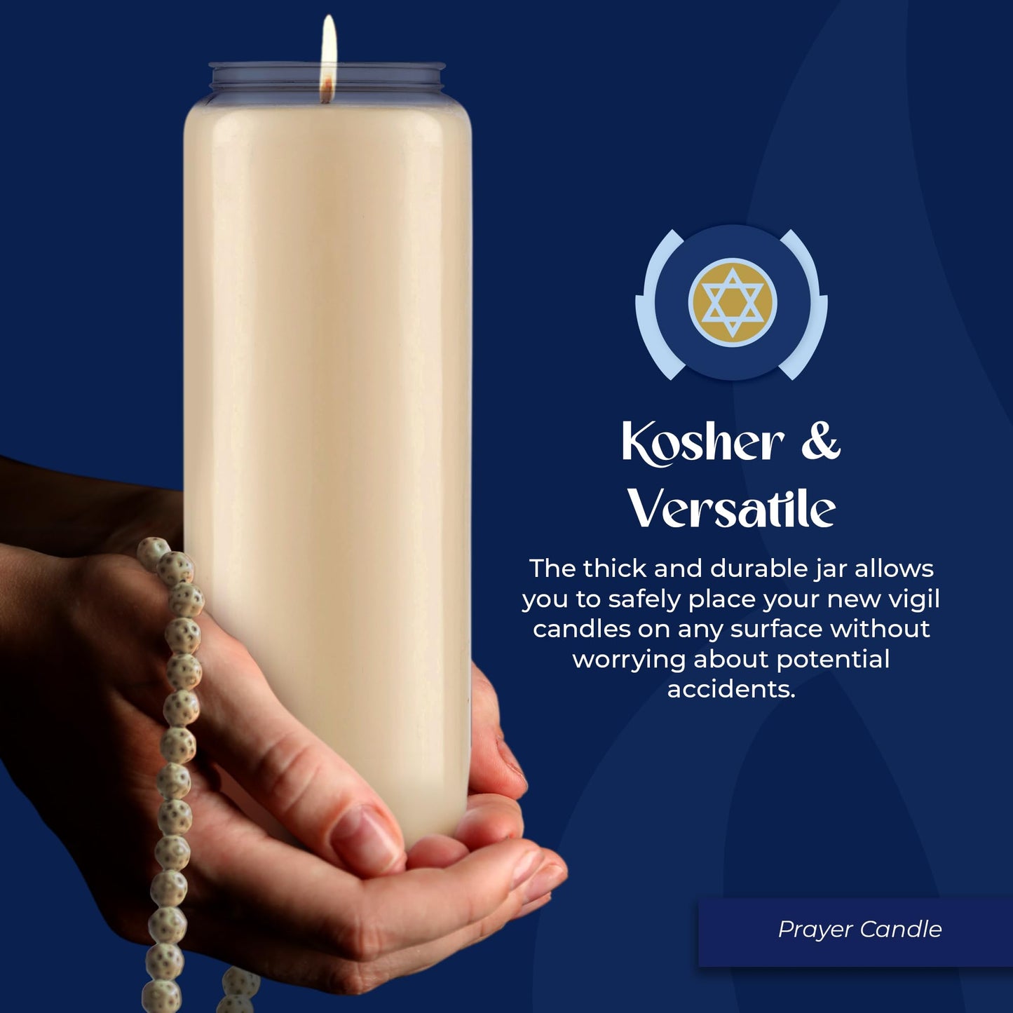 Lerner 9-Day Memorial Candles, 5 Pack, 7” Pillar Prayer Candle in Plastic Jar, Long-Lasting Smokeless Clean Burning Mourning & Shiva Candle for Vigils, Church, Synagogue, Jewish Yahrzeit Candles