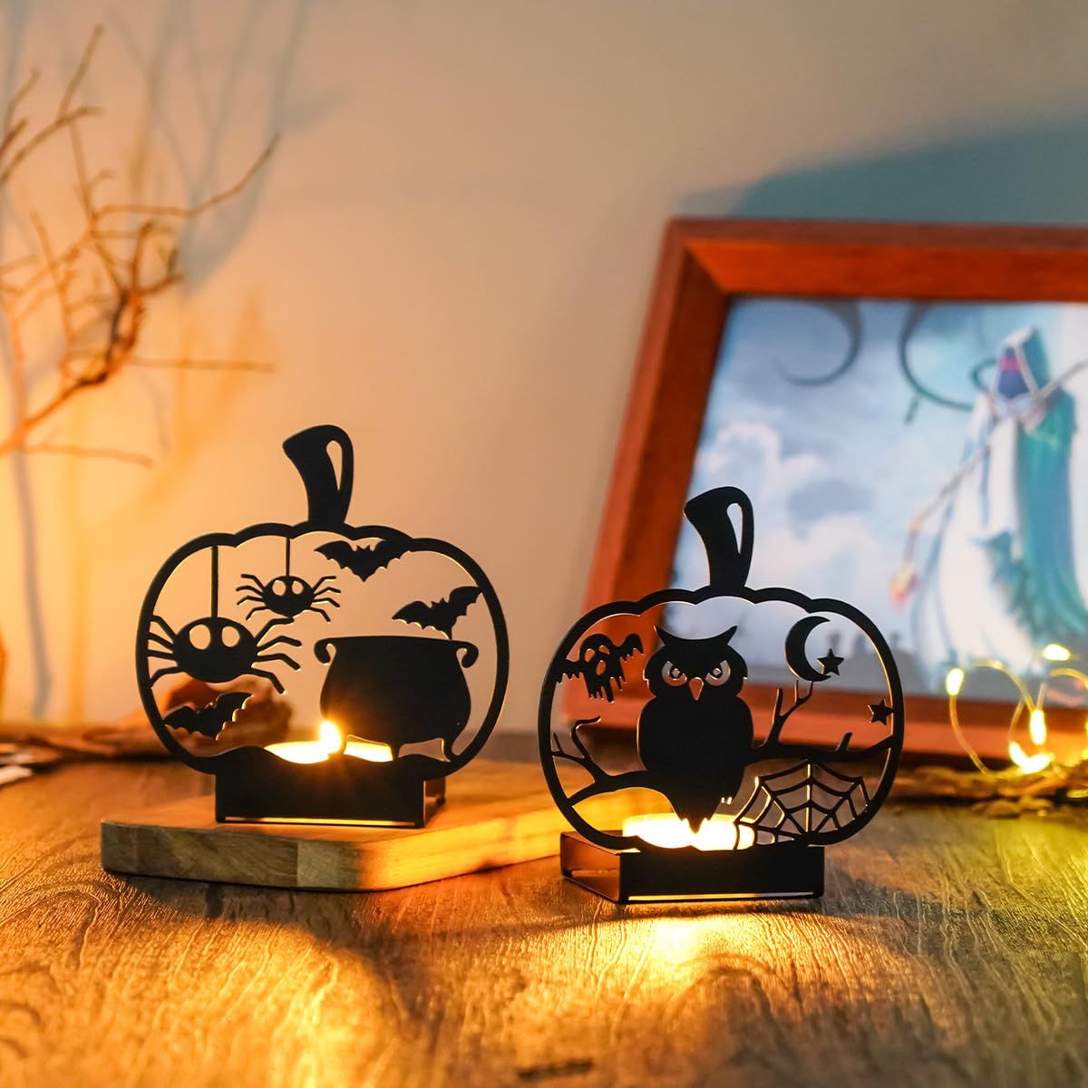 Candle Holders Bulk for Holiday Decor Indoor Outdoor Decorations for Halloween Party Table Kitchen Fireplace Bookshelf Desk Table Seasonal Display