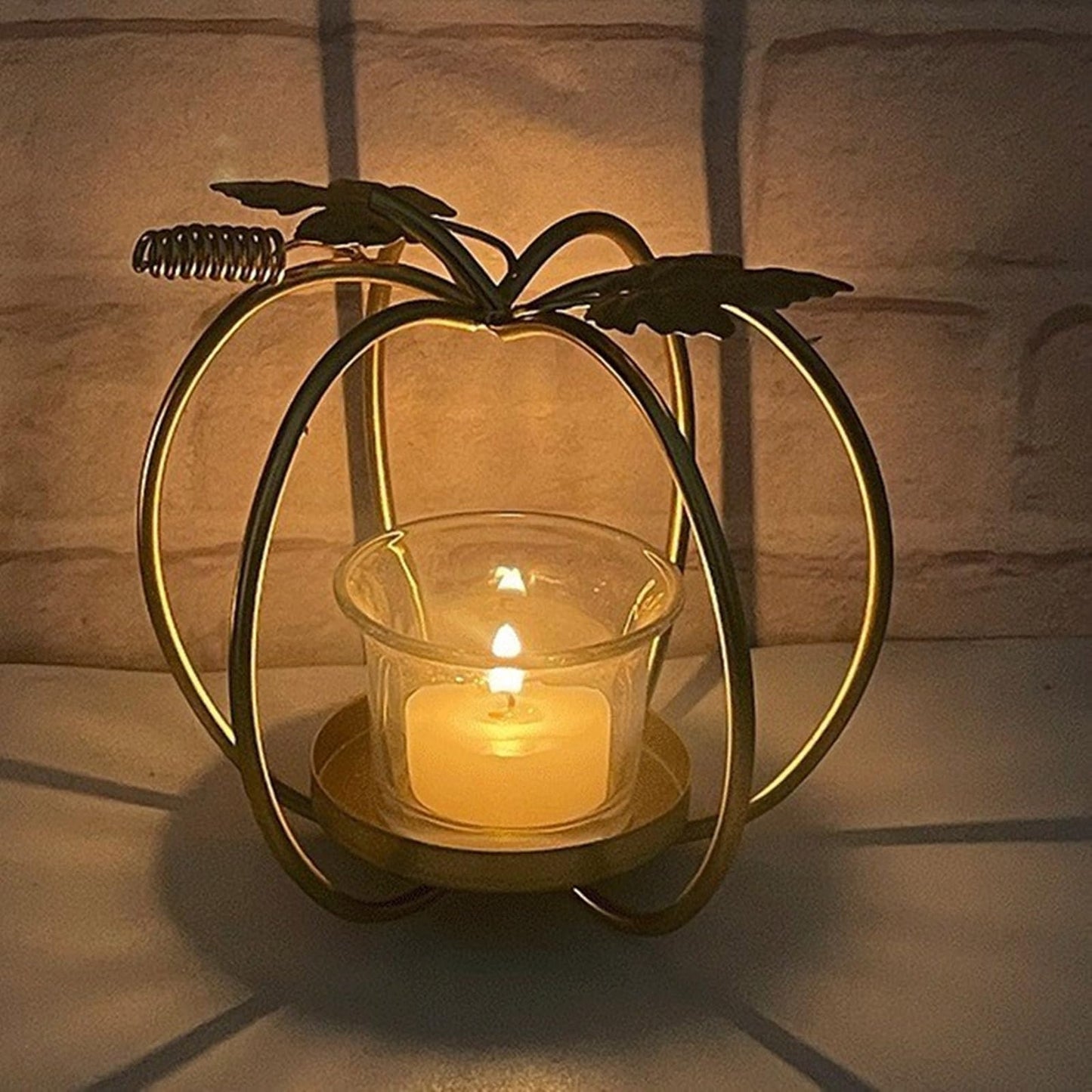 GKOXUQ European Iron Hollow Pumpkin Candle Holder Decorative Metal Tealight Stand for Halloween Table Centerpieces Candlestick