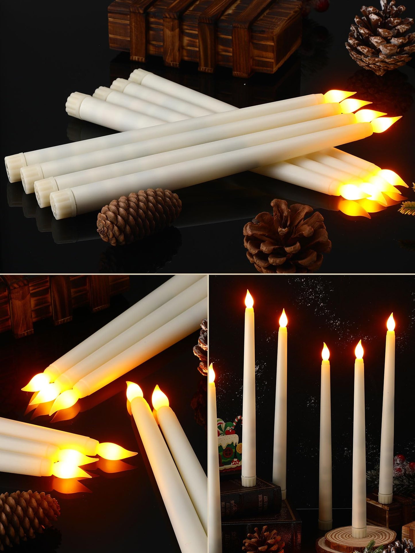 Retisee 80 Pcs 11 Inch Flameless Taper Candles LED Candles Bulk Battery Operated Taper Candle Flickering LED Candlesticks for Valentines Birthday Wedding Party Decor (Classic Style,Ivory)
