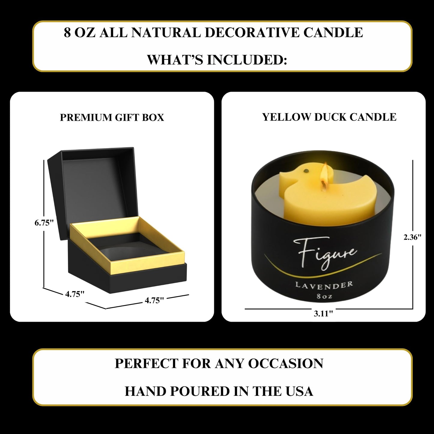 Duck Shaped Candle – Natural Soy & Beeswax Blend, Lavender Essential Oil | Handcrafted Duck Candle for Jeep Duck Lovers, Animal Fans, or Kids | Clean Burn, Gift Box, Made in USA