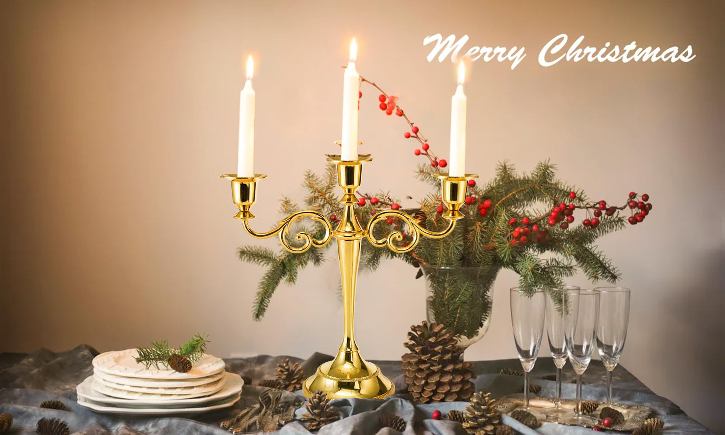 YOUEON Candelabra, Candelabra Candle Holder, Tall Candlesticks Holder, Elegant Taper Candle Holder Centerpiece for Wedding, Church, Halloween, Dining, Home Decor (Gold)