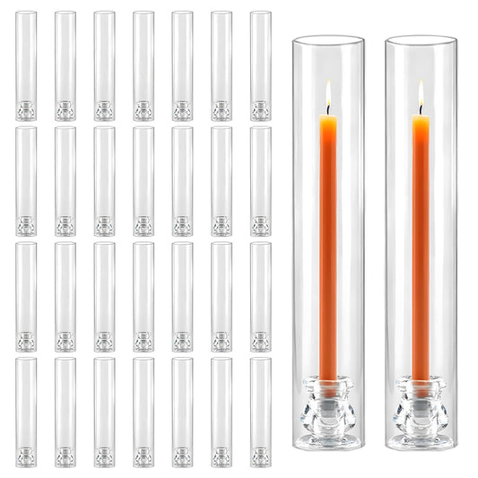 30 Pack Glass Hurricane Candle Holders 12.6" Open Ended Candlestick Holder Tubes Clear Bottomless Cylinders Suitable Taper LED Candles for Wedding Party Christmas Table Centerpiece Decor