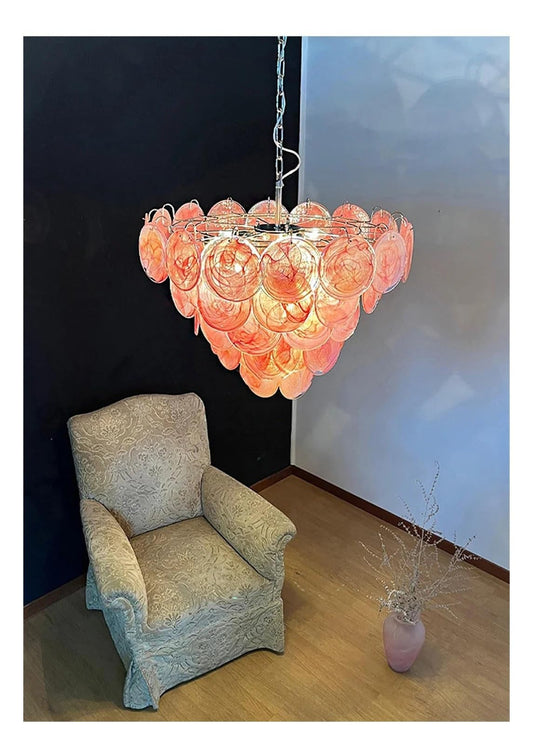 Chandelier Modern Luxury Colored Glass Chandelier Restaurant Living Room Villa Bedroom Hotel Retro Art LED Pendant Lamp Home Lighting Decor(Changeable,80cm)