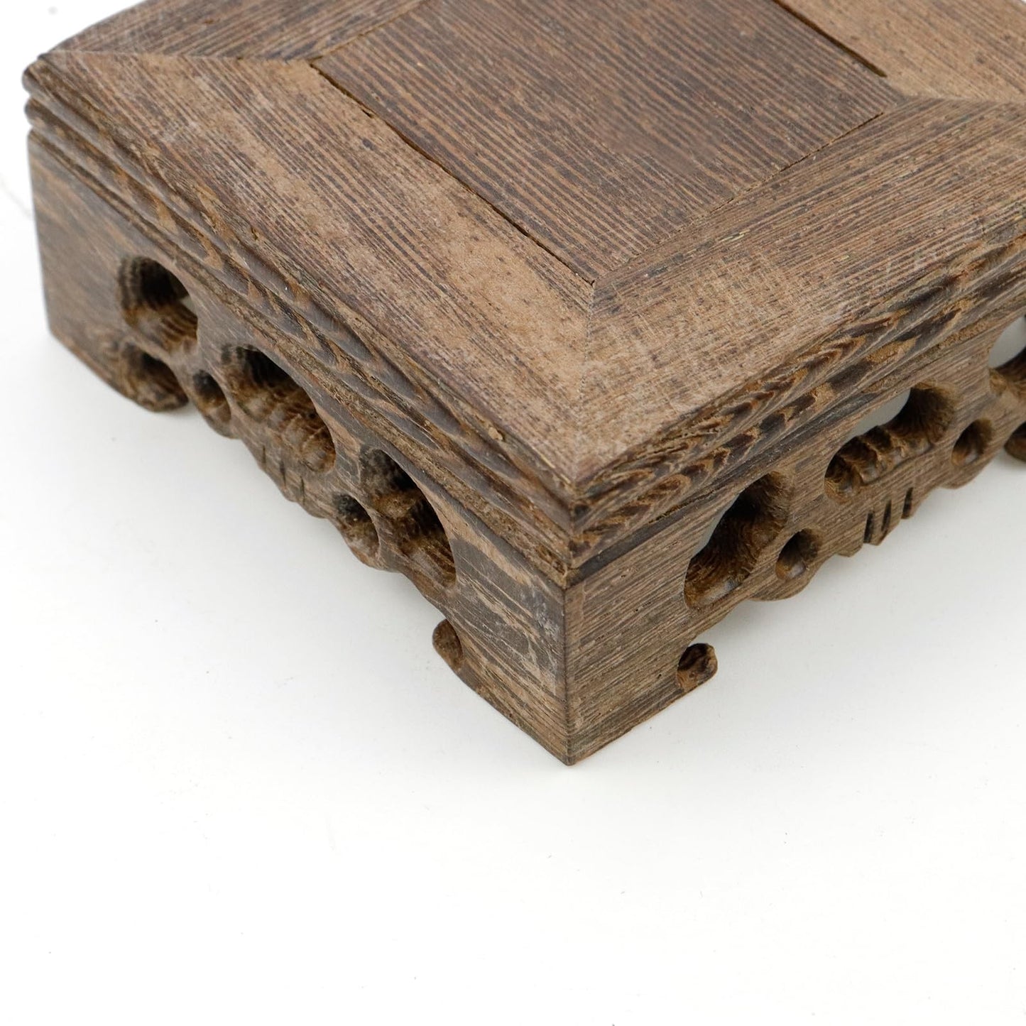 WDONAY Wooden Display Stand Base 3.15"×3.15" Square Wood Carved Pedestal Oriental Style Stand for Vase, Teapot, Table Lamps