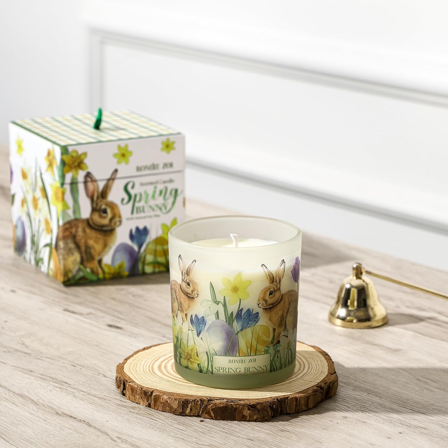 ROMIIE ZOI Easter Scented Candle - 6oz Soy Wax Candle, Sping Bunny, Infused with Garden Bunny Aroma - Gift Box Packaged for Easter Gift