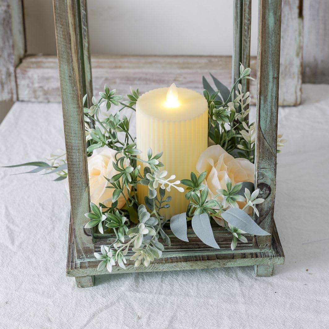 Youshe 4 Pcs Artificial Rose Candle Ring, Valentine's Day Candle Rings Wreaths Mini Floral Garland Wedding Table Pillar Centerpiece for Xmas Home Farmhouse Party Candle Holder Décor (Champagne)