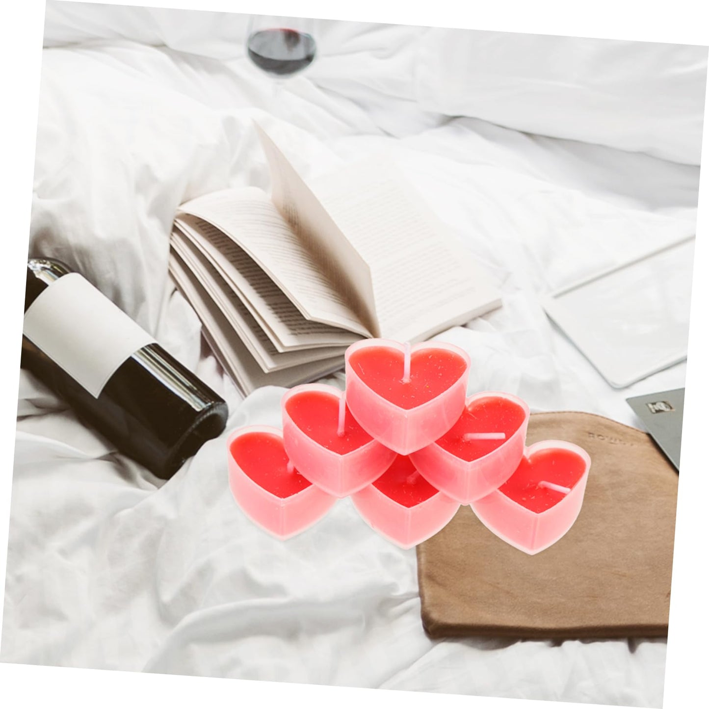 Cabilock 18Pcs Romantic Heart Shaped Tealight Candles for Wedding Party and Bedroom Long Burning Safe Decorative Candles for Valentines Day and Home Ambiance