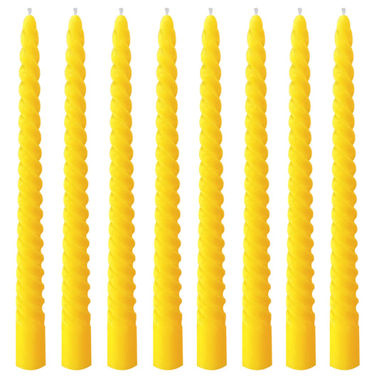8 Pack 10 Inch Yellow Spiral Taper Candle Set, 7/8 Inch Unscented Driples Candlesticks for Home Decoration, 6-7 Hours Burn