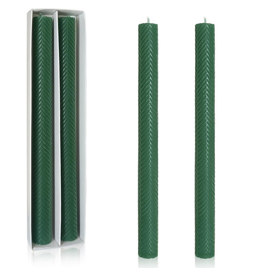 Unscented Long Spiral Taper Candle Handmade Dripless Dark Green 10 Inch Smokeless Tall Twisted Candlesticks Elegant Wave Design for Home Wedding Festive Décor