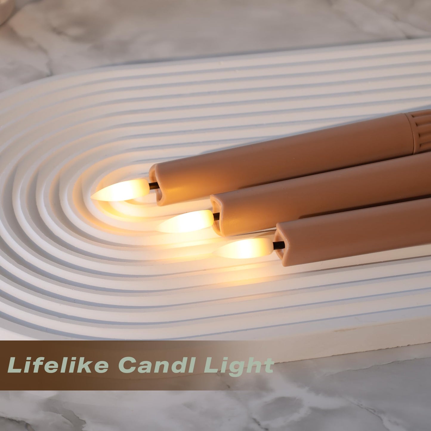 AFINETH Brown Flameless Taper Candles with Remote, Short Battery Operated LED Candles, 6.4inch Flickering Flameless Candlesticks for Table Centerpiece, Farmhouse, Mantel, Window Decor, Set of 6