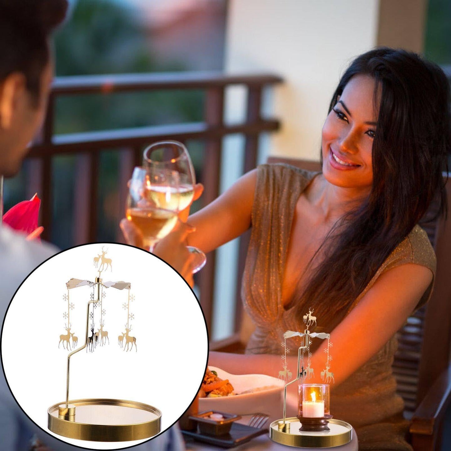 Luxshiny 1pc Romantic Metal Candle Holder Rotating Design for Elegant Table Decor for Home Restaurant Wedding and Holiday Gatherings