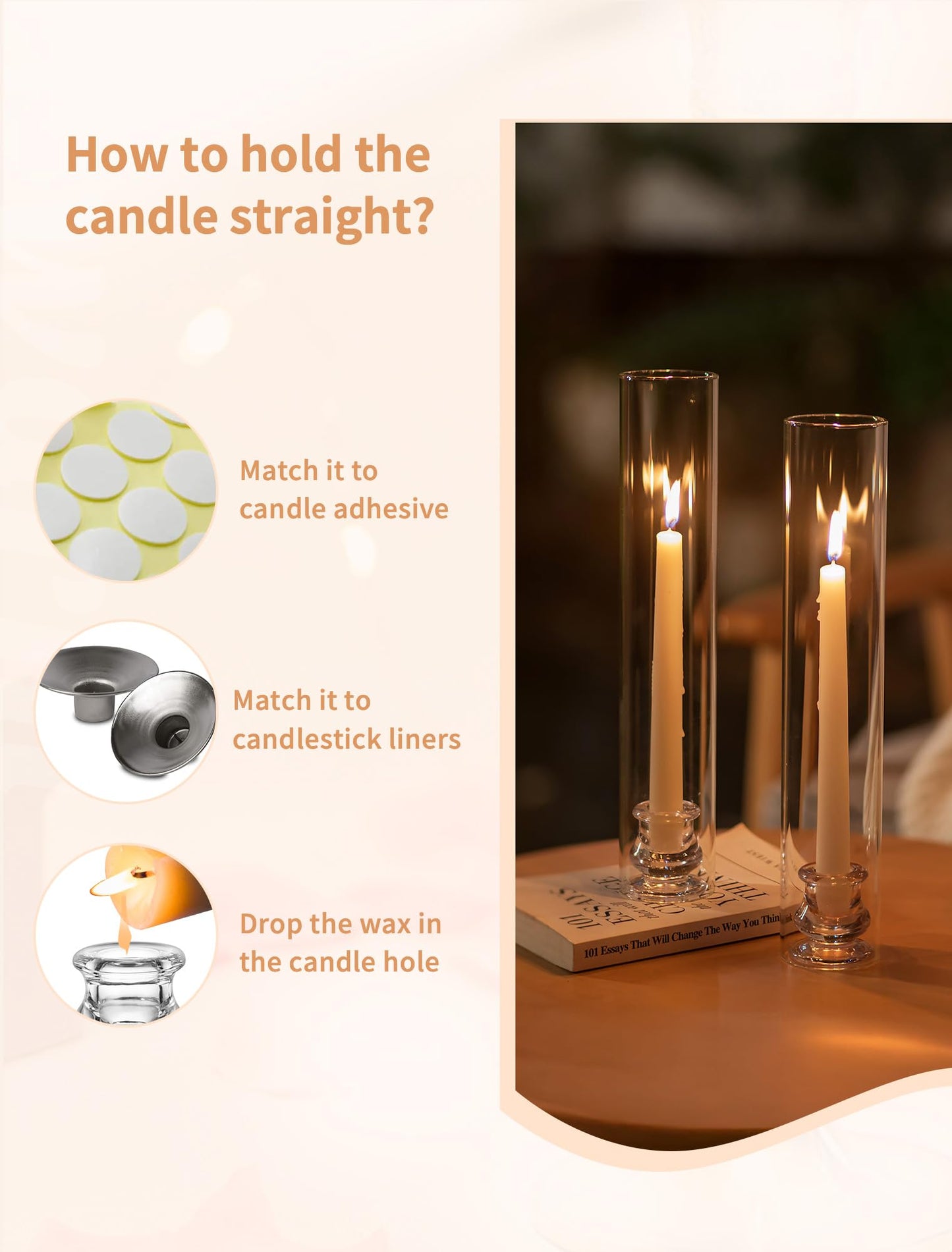 NUPTIO Hurricane Glass Candle Holders: Set of 30 Candlestick Holder with Thickend Windproof Chimney Covers - Tall Taper Candleholder Bulk for Wedding Table Centerpiece