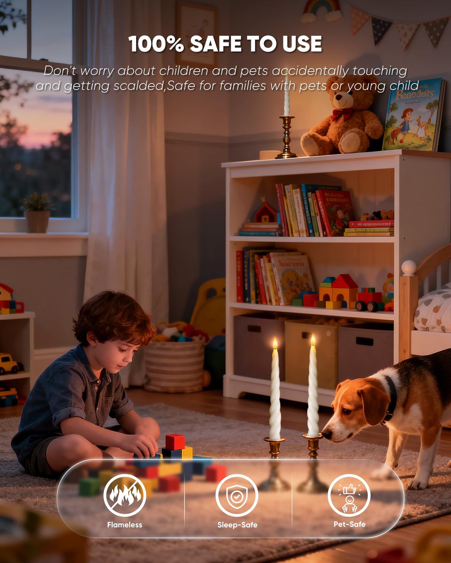Meigic Flickering Flameless Taper Candles with Timer, Real Wax White Twisted Taper Candles Battery Operated, 9.6 Inch Led Candlesticks with Remote Control for Christmas, Wedding, Home Decor