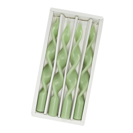 Spiral Taper Candle Smokeless Candlesticks Green Candle Stick Unique Tapered Candles Long Twisted Candlesticks Unscented Candles for Dinner Home Décor Weddings Party