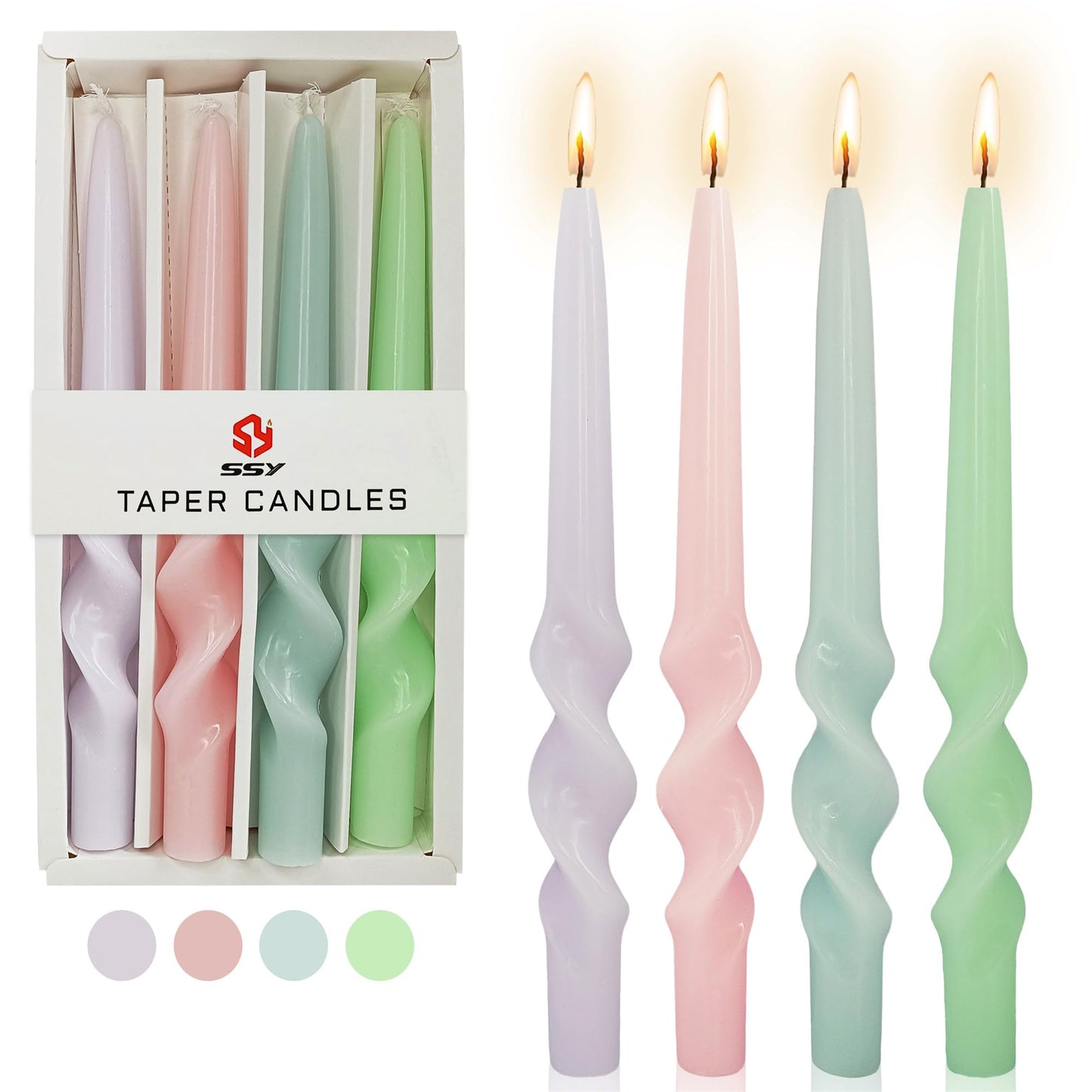Gedengni 8pcs Dripless Candle Sticks Summer Taper Candlesticks,10 Inches Pink Tapered Candles Green Candle Stick Colorful Taper Candles Blue Dinner Candle Wax for Home Party Women Gift