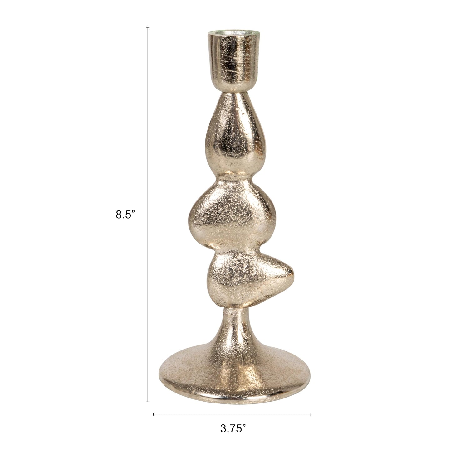 Bloomingville Cast Aluminum Stacked Taper Holder, Silver Finish