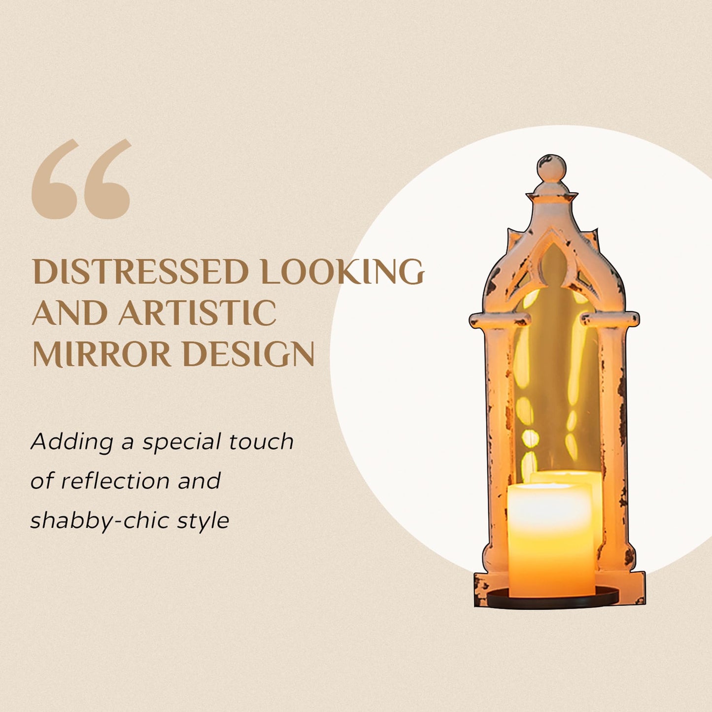 Walasis Farmhouse Mirror Wall Candle Sconces Set of 2 - Shabby Chic Decor Rustic Candle Holder French for Bathroom Living Room Mirrored Sconce