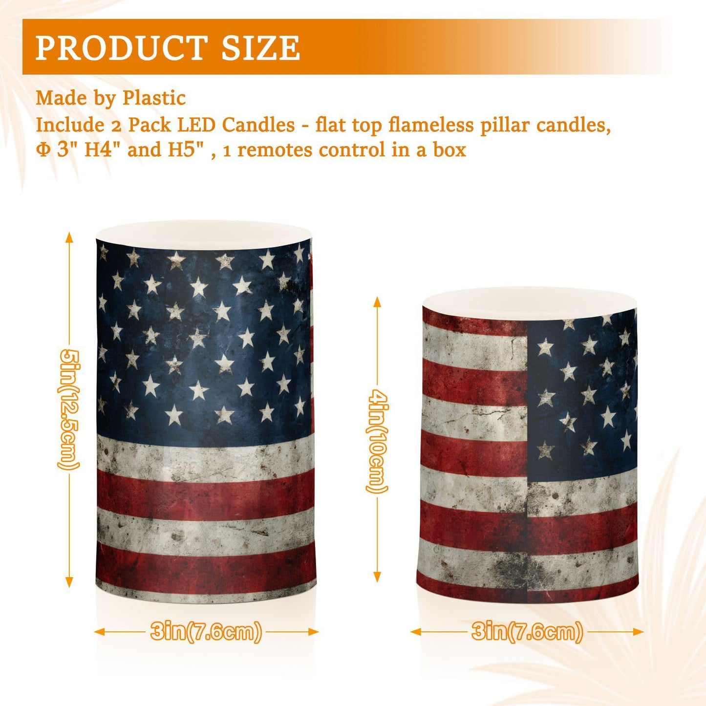 panksolu Flickering Flameless Candles, American Flag Patriotic LED Candles with Remote Timer, Battery Operated Candle for Valentine Wedding Halloween Christmas Decor - Set of 2