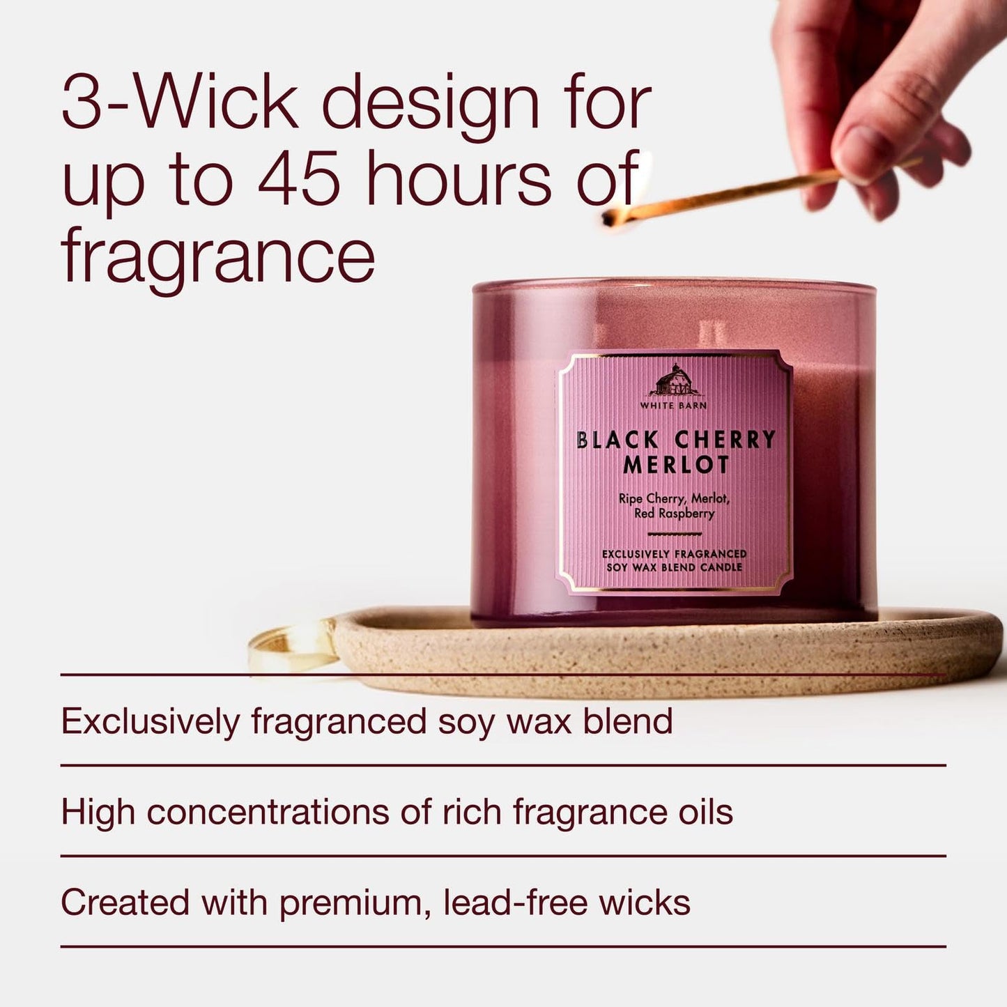 Bath & Body Works Black Cherry Merlot 3-Wick Candle - Scented Candle for At-Home Use - Long-Lasting, Room-Filling Fragrance - High Fragrance Oil Concentration - Soy Wax Blend - 2-Pack