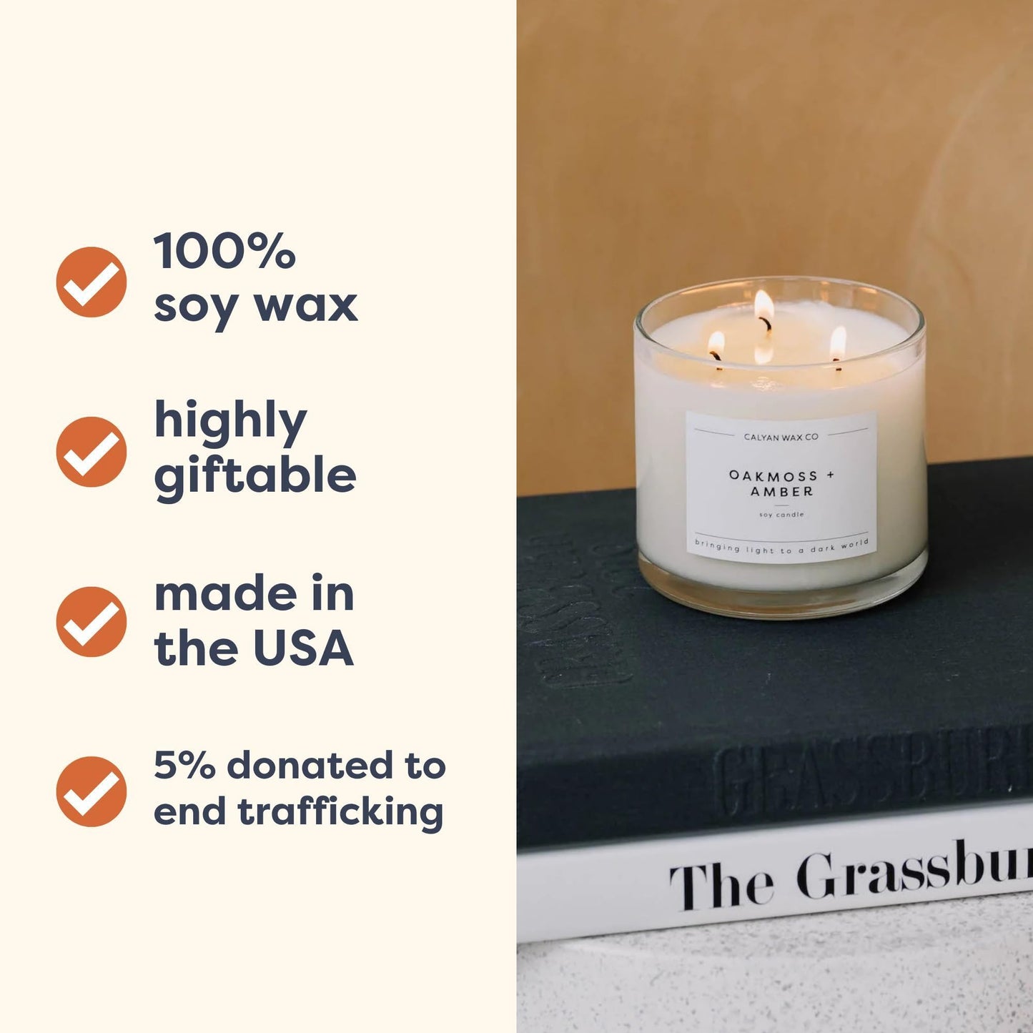 Calyan Wax Co. Everyday 3 Wick Scented Candle Gift Set - 4 Luxury Scented Candles - 43 Hour Burn - 3 Wick Clean Soy Wax Candles - Long Lasting Large Glass Jar Candle for Home - 14.9oz