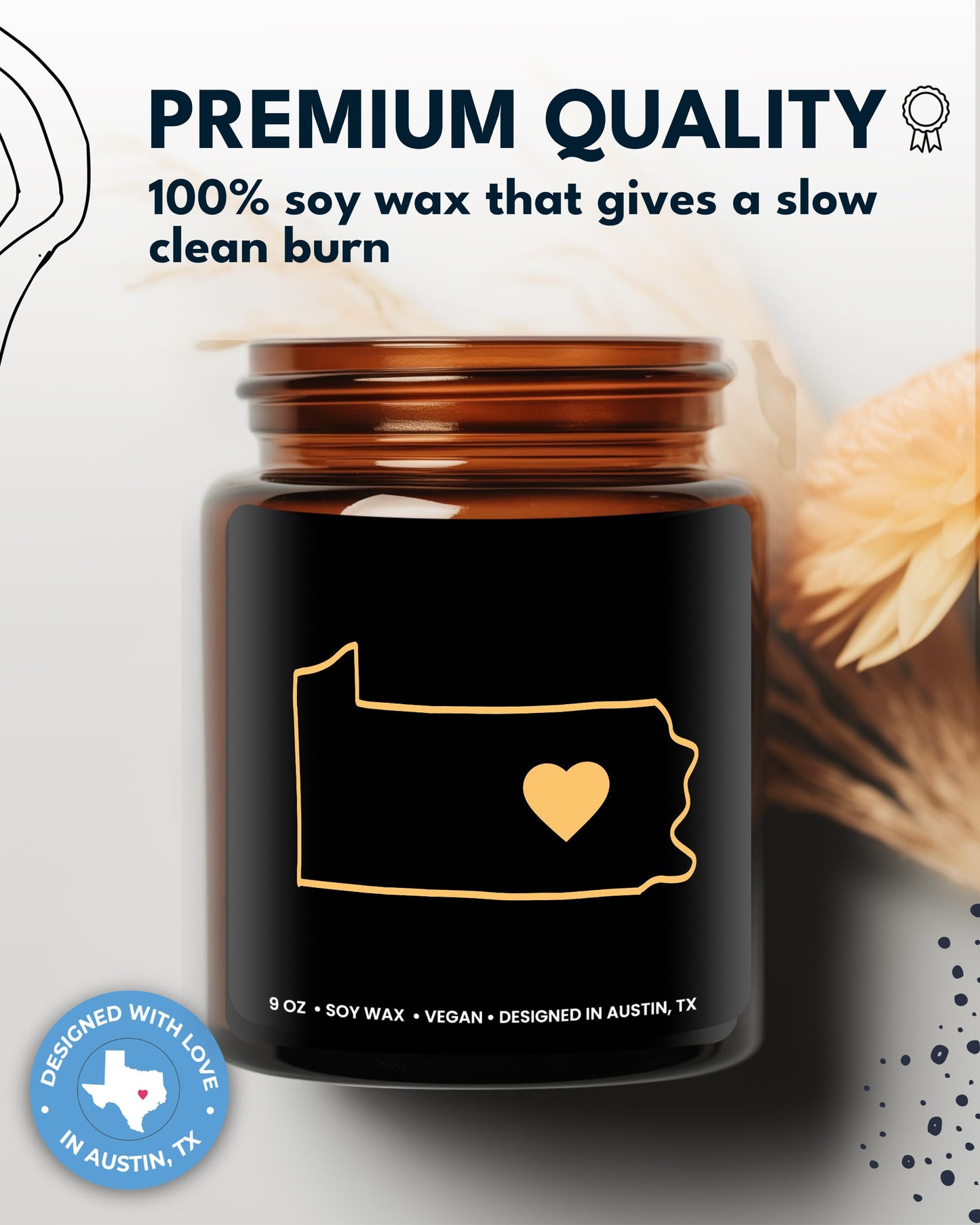 Pennsylvania Candle, Thoughtful PA Souvenir Gifts for Women & Men, Pennsylvania State Themed Gifts, Best Gift for Moving Away, Home Sick, Housewarming, Birthday, Christmas, Graduation, Gift Ready