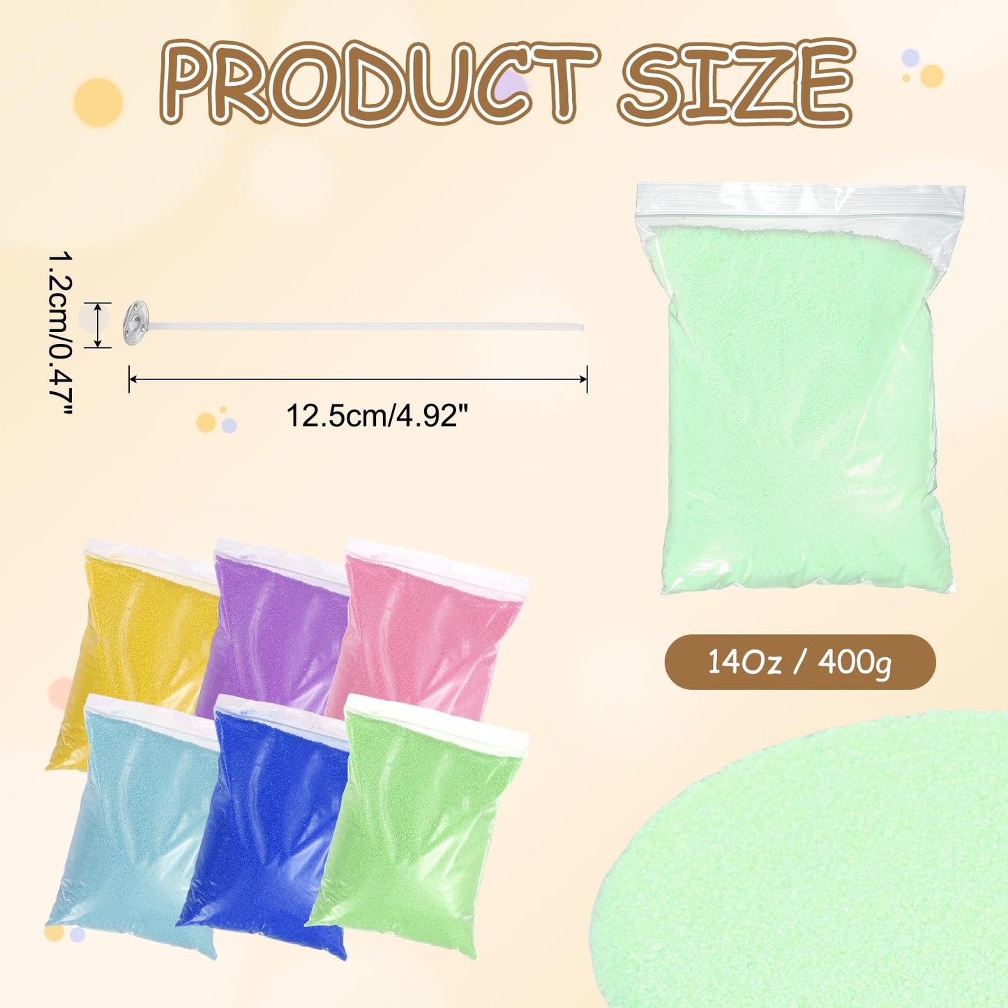MECCANIXITY Pearled Sand Candles with 30 Pcs Wicks 14Oz / 400g Candle Beads Refillable Powder Sand Wax Making Kit for Thanksgiving Christmas Wedding Party DIY Home Crafts, Light Green