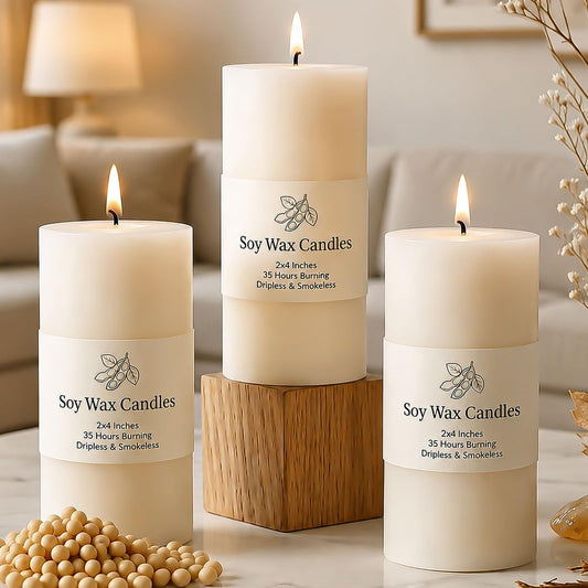 Uniteland Patchouli Frankincense Scented Pillar Candles, Handmade Soy Pillar Candles for Home, 105 Hours Aromatherapy Candle Clean Burning for Bathroom Living Room