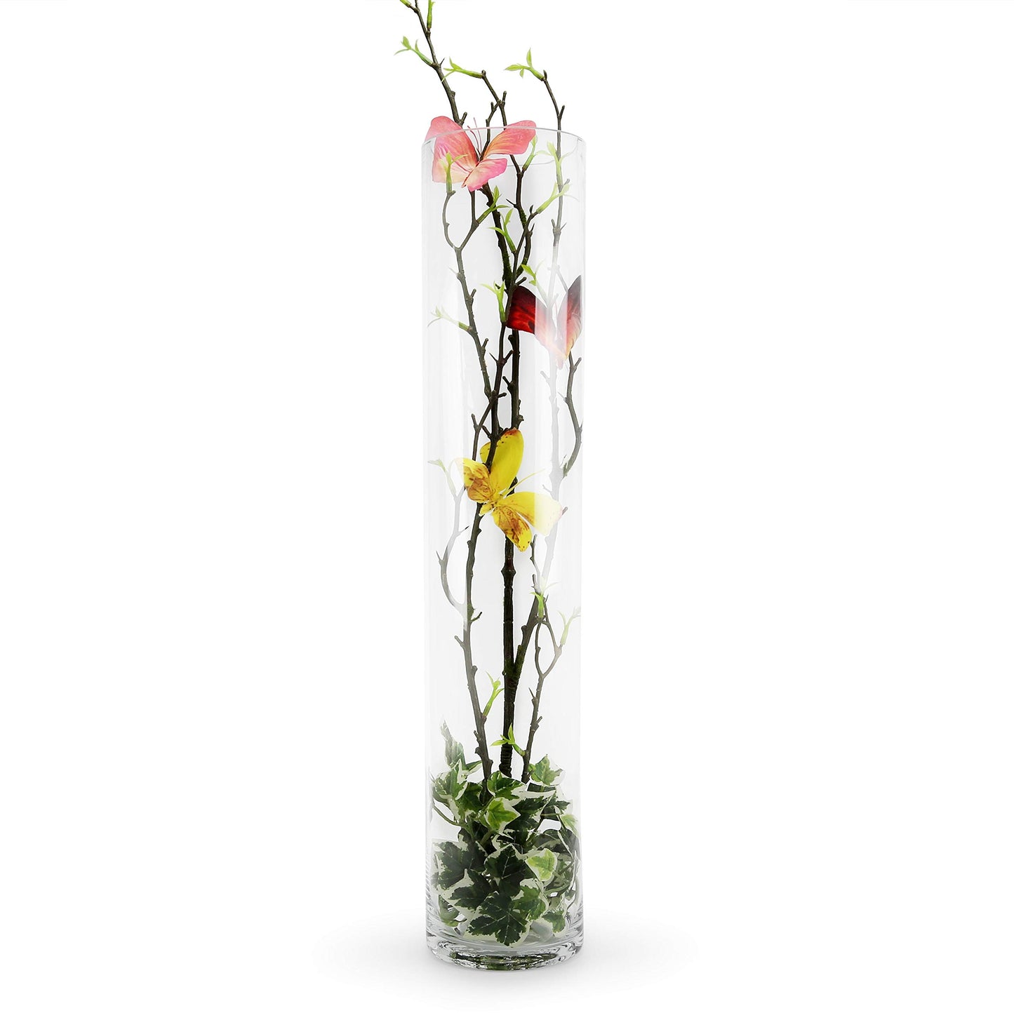 WGVI Quality Thick Weighted Tall Clear Cylinder Glass Vases, 4" W x 18" H, Flower Arrangement Floating Candle Holders Wedding Centerpieces Event Floral Container Artistic Display Home Decor, 1 Piece