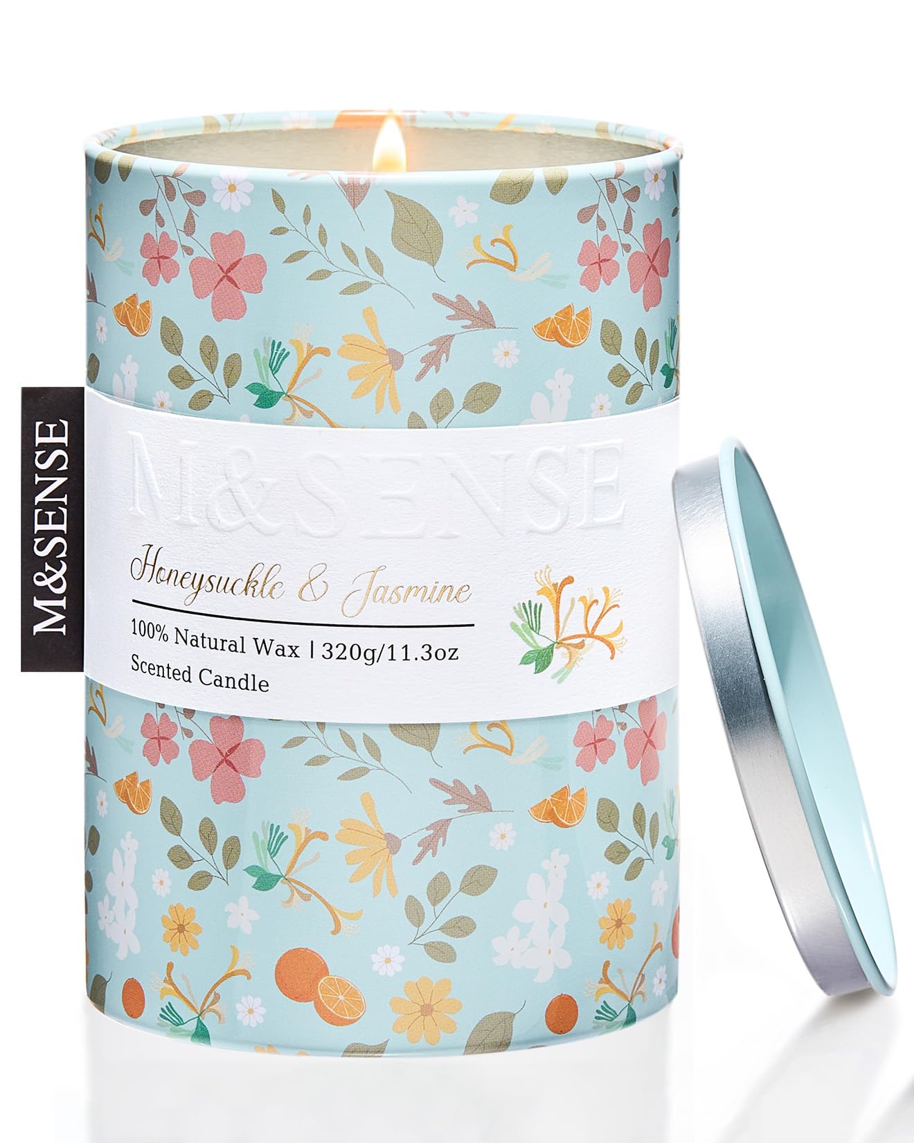 M&SENSE Spring Candle 11.3 oz,Honeysuckle Jasmine Scented Candle, Non-Toxin Soy Wax for Home Scented, Floral Candles for Women, Up to 70 Hours Burning Long-Lasting Fragrance