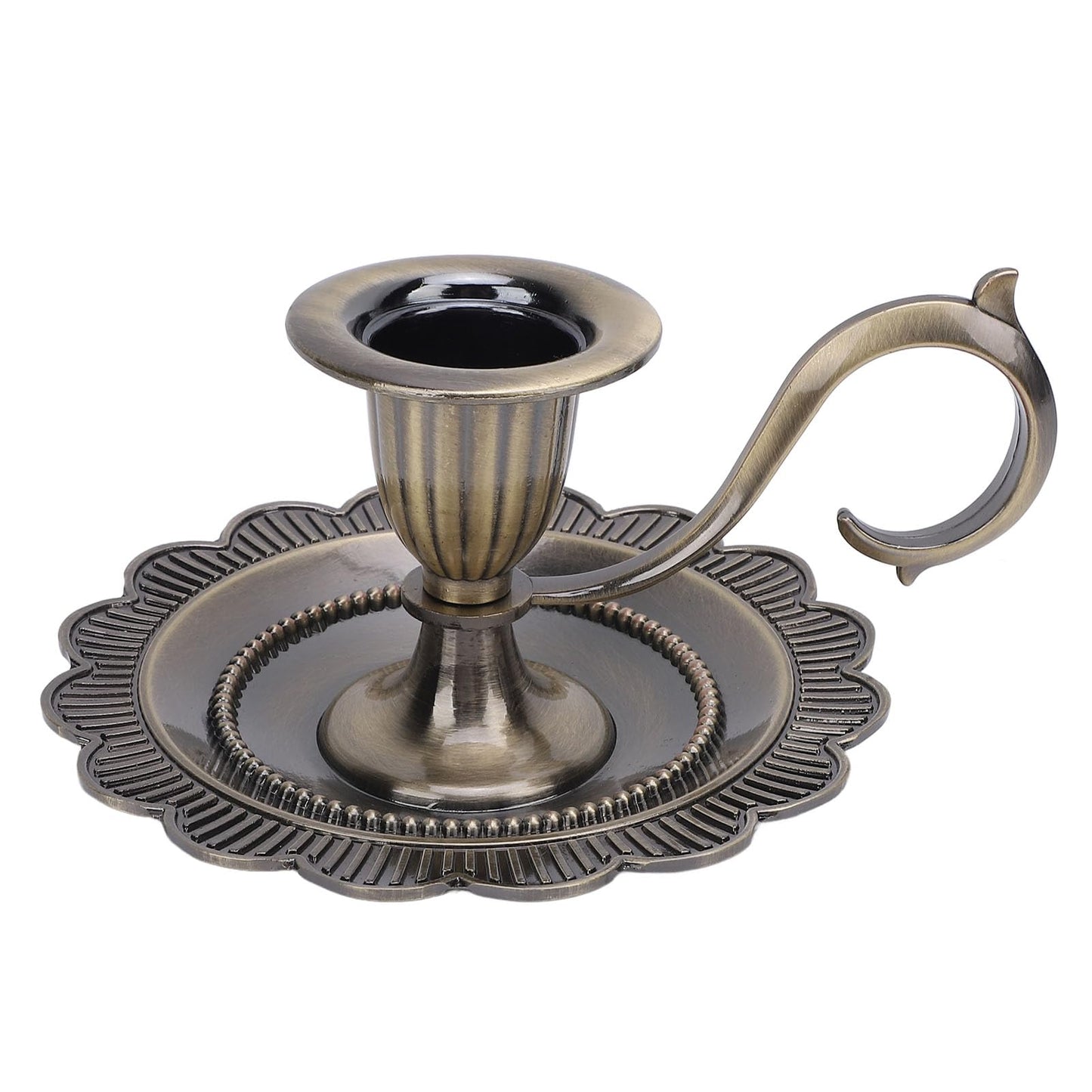 Retro Candlestick Holder, Handheld Table Candlelight Stand with Flat Base, for Romantic Dinners, Home Decoration, Fireplaces (Antique Bronze)