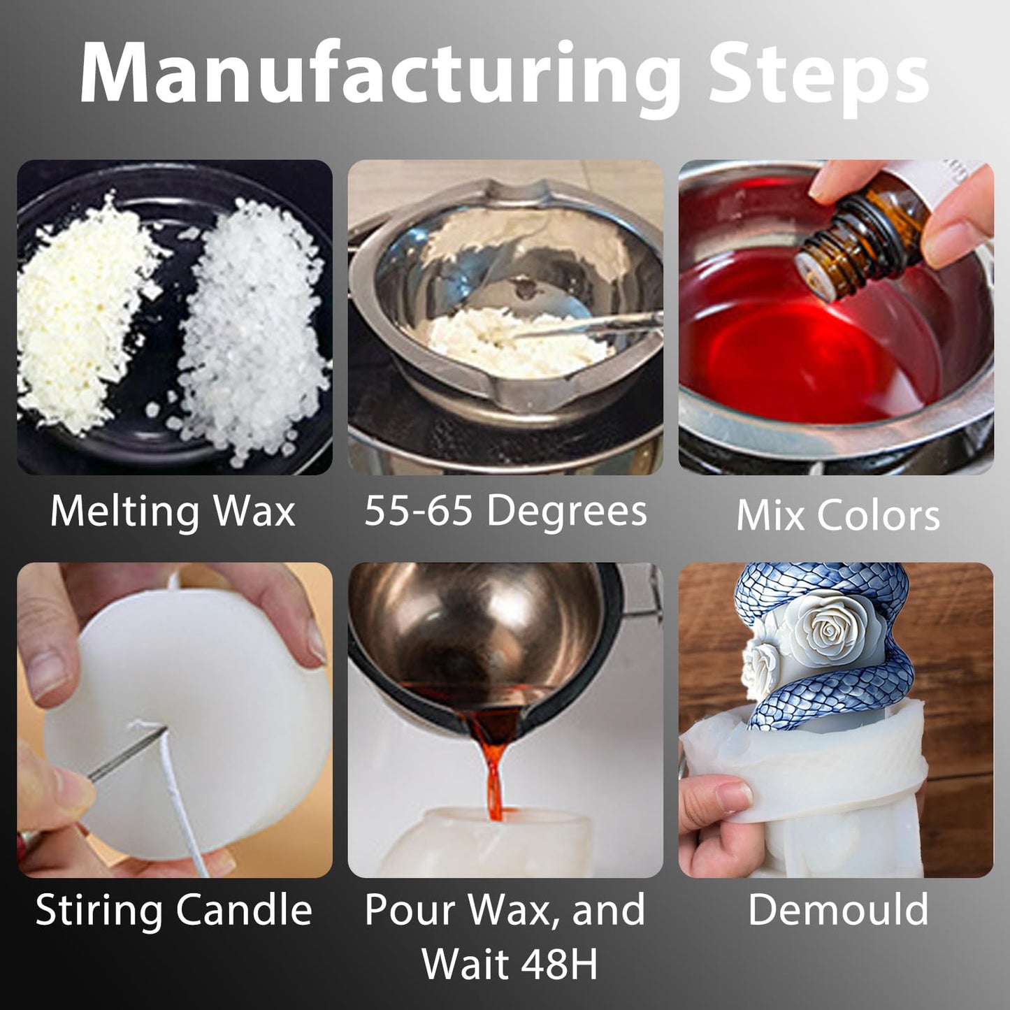 4 PCS Snake Candle Mold, 3D Animal Silicone Mold for Candle Making, Epoxy Resin Casting Mold for Soap DIY Handcraft, Perfect for Gothic Halloween Home Decor Party Festive Days Ornament