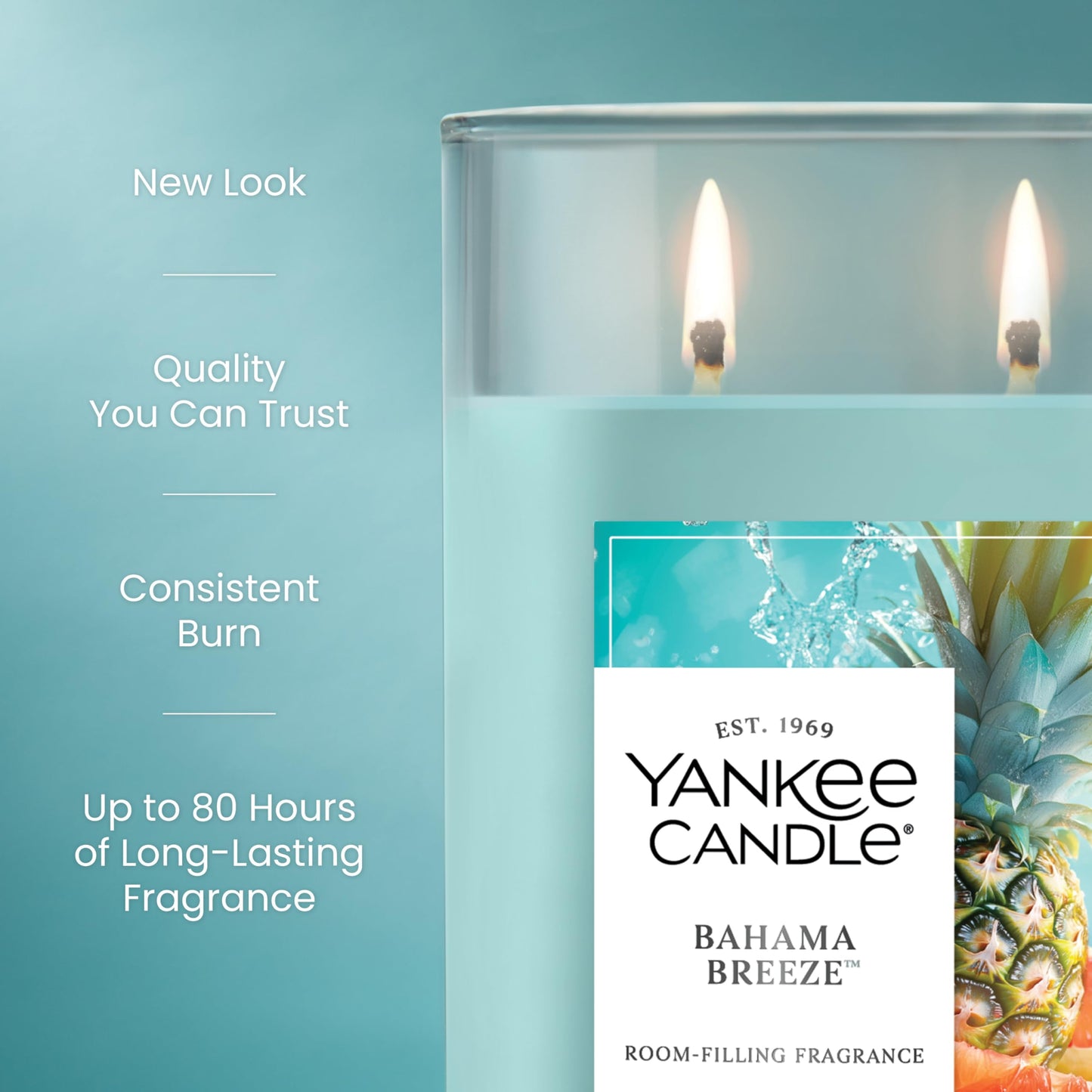 Yankee Candle Large Tumbler Scented Candle with up to 80 Hour Burn Time, Premium Plant Wax Blend for Consistent Burn, 20 oz Tumbler Candle with Room Filling Fragrance, Bahama Breeze