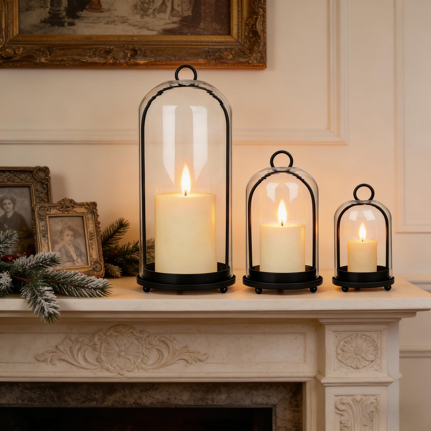 Glass Candle Holder Hurricane Candle Lantern Decorative Candle Fits Standard Tealight for Table Wedding Dinning Centerpieces Party Supplies Farmhouse Home Decor（NO Candles）