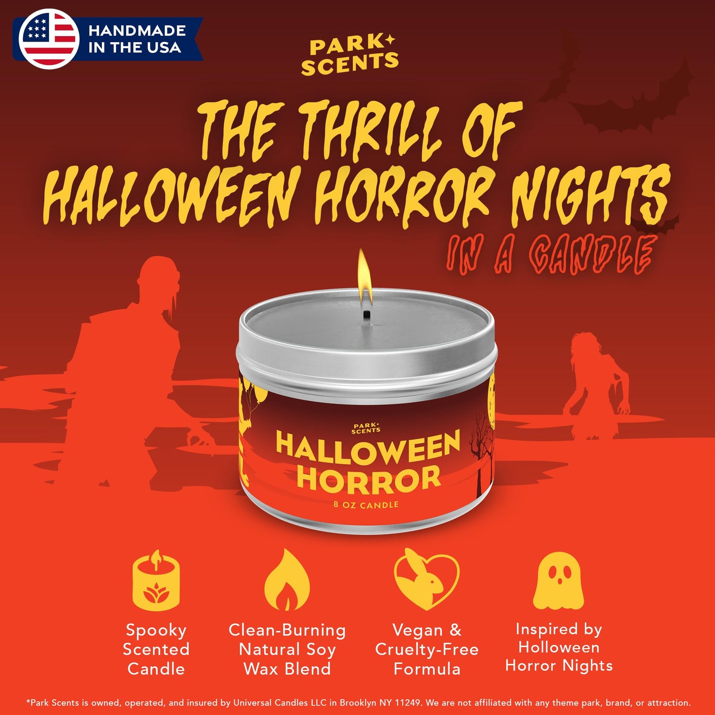 Park Scents Halloween Horror Candle – Spooky Fog-Scented Halloween Candle – Decor and Fall Birthday Gifts for Adults, Men, Women, Sister, Best Friend – 100% Vegan Soy Wax – Handmade in USA
