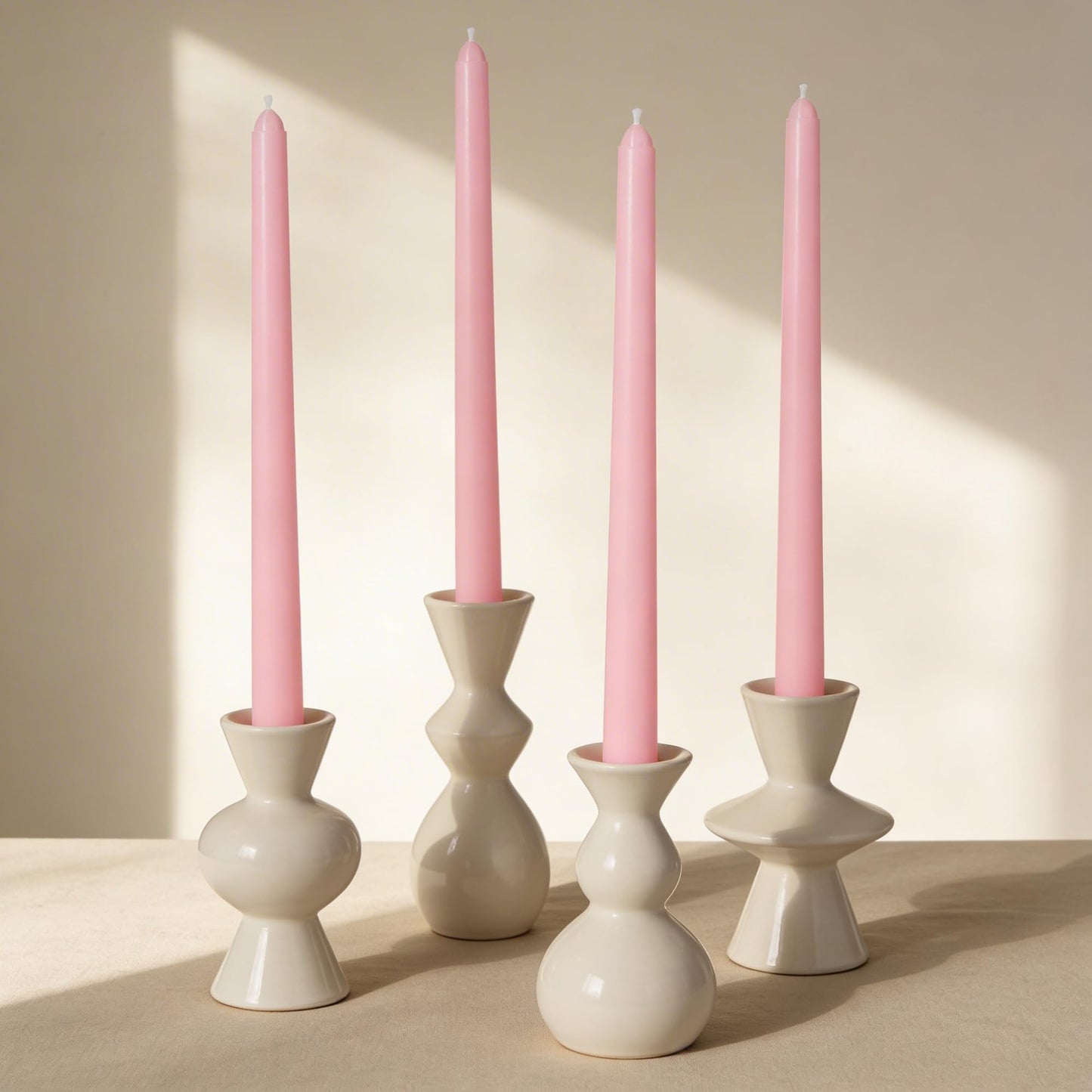 Viyffo Taper Candles, 10 Inch, 12 Pack, Cheery Bloom Pink – Unscented, Dripless & Smokeless Design, Up to 8 Hour Burn – Long Tall Taper Candlesticks for Wedding, Dinner & Home Decor