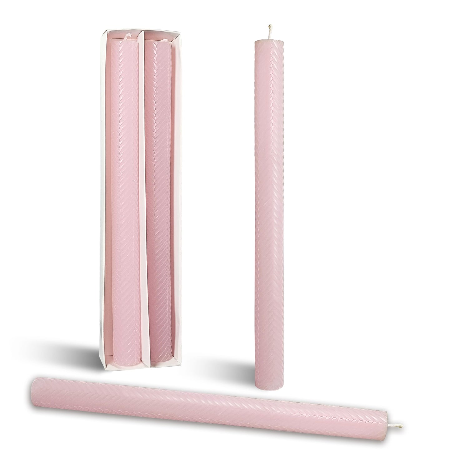 Unscented Texture Taper Candle 10 Inch Pink Twisted Candlesticks Smokeless Long Candle Stick Handmade for Holiday Home Dinner Decor Creative Gifts 2 PCS