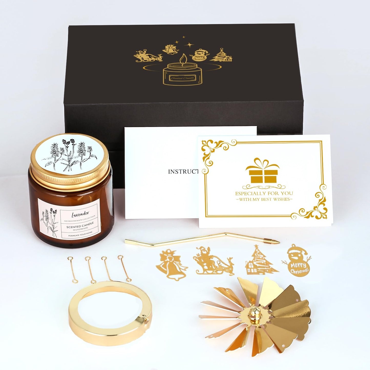 Christmas Candle Gifts for Women, Rotatable Lavender Scented Candle Gifts for Mom Wife Anniversary Valentine's Day Christmas, Unique Birthday Gift for Sister Girlfriend with Gift Box