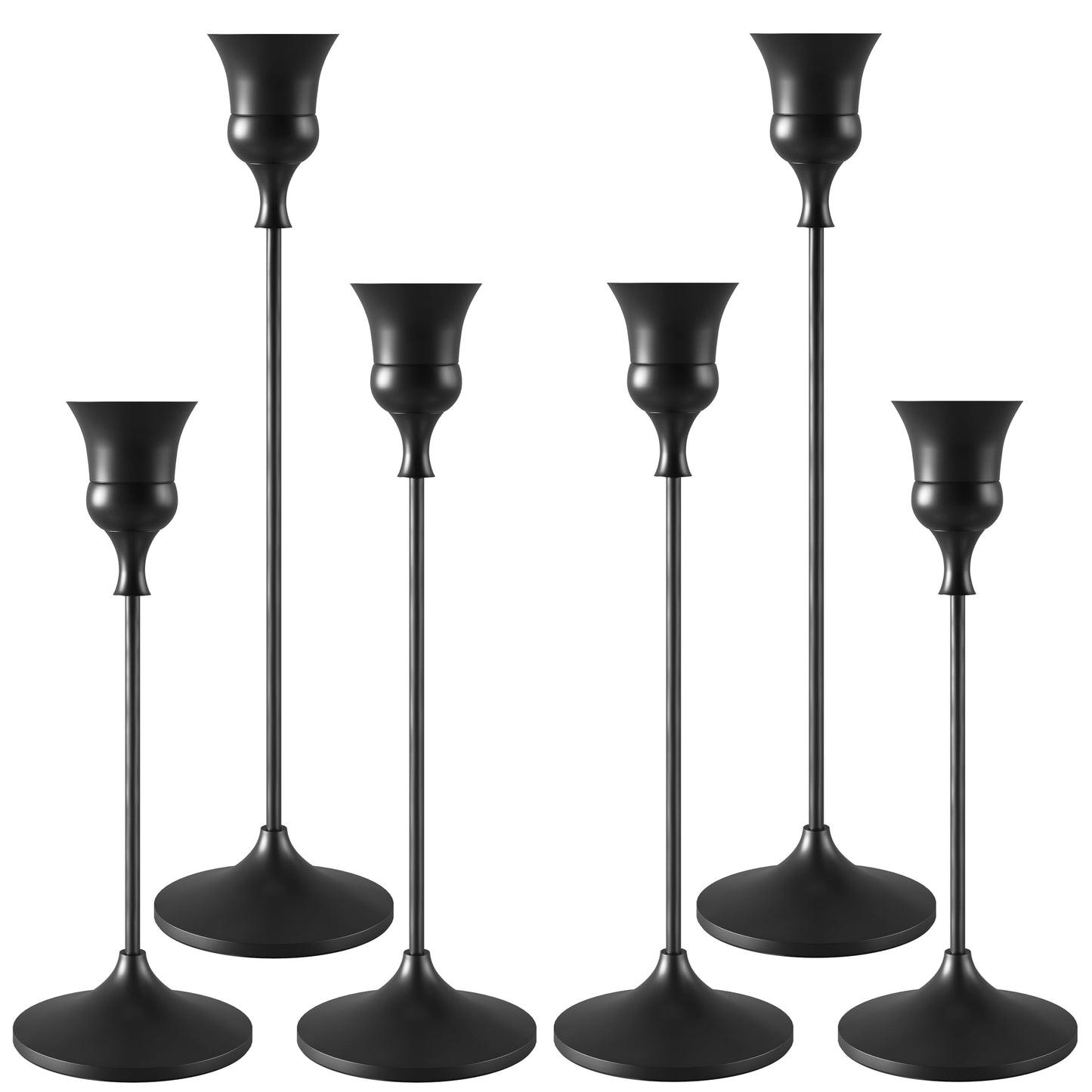 Showin Candlestick Holders Black, 6 Packs Taper Candle Holder for Candlesticks, Candle Sticks Holder Decor for Home Decor