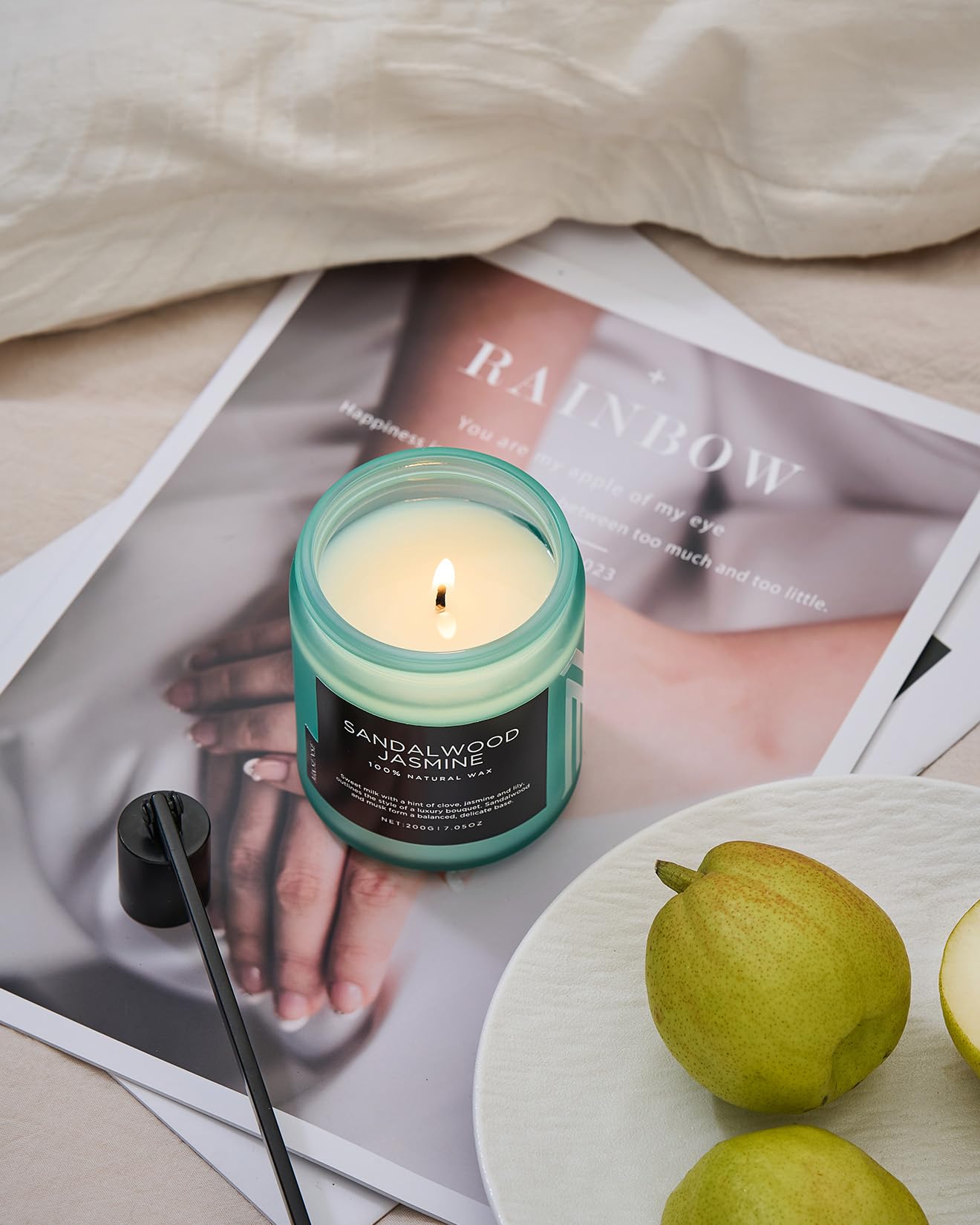 M&SENSE Sandalwood Jasmine Scented Candles for Home, 7.05oz Organic Soy Wax, 50 Hours Natural Candles Non Toxic, Spring Floral Smelling Home Fragrance for Women, Aromatherapy Gifts for Stress Relief