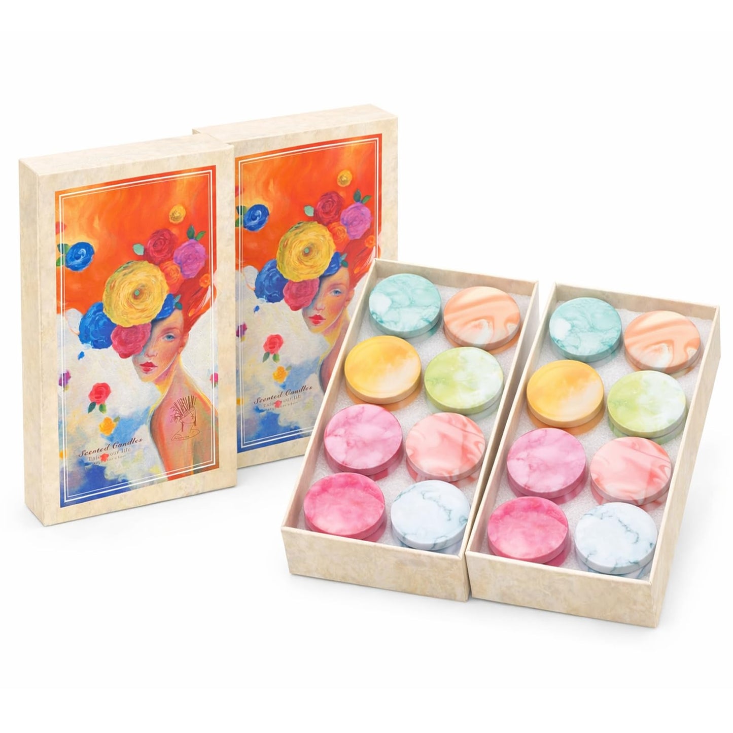 Aromatherapy Candle Gift Set for Women, Pack of 2, 16 Pack Fruity Floral Soy Wax Candles