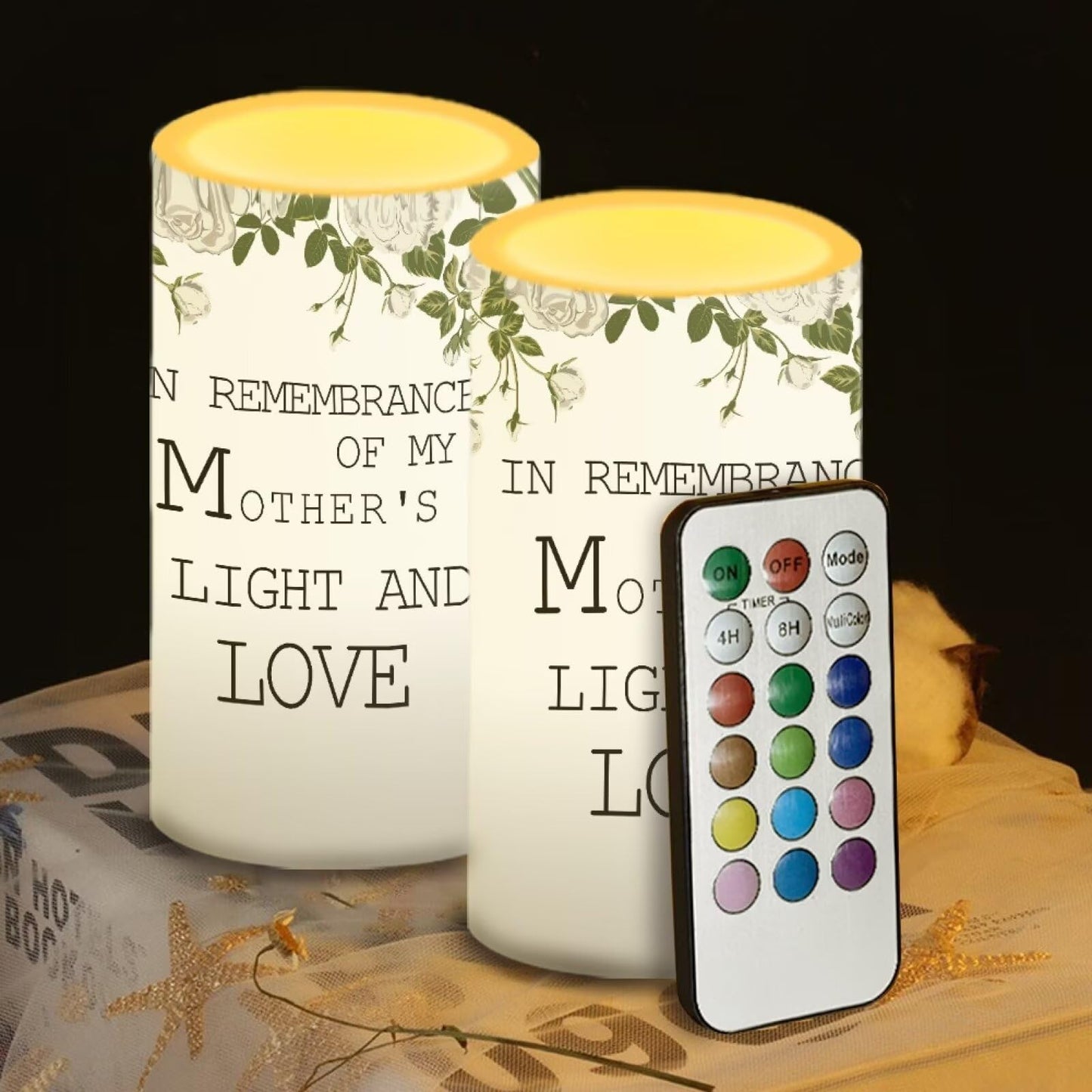 Luarisgur Mother Love Flameless Candles Mothers Day Candles Battery Operated Candles with Remote Control Color Changing LED Pillar Candles for Dining Room Bedroom Home