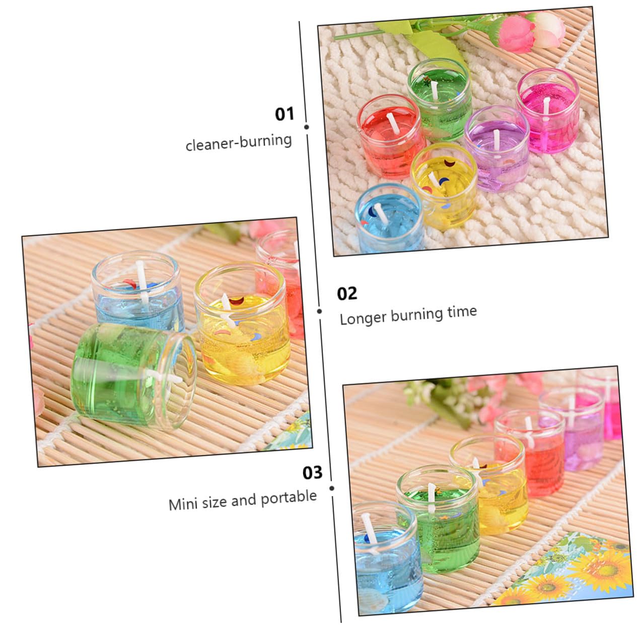 TOVINANNA 6pcs Romantic Gel Wax Candles for Valentine's Day Candlelight Dinner Portable and Evenly Burning Heart-Shaped Votive Candles for Birthdays