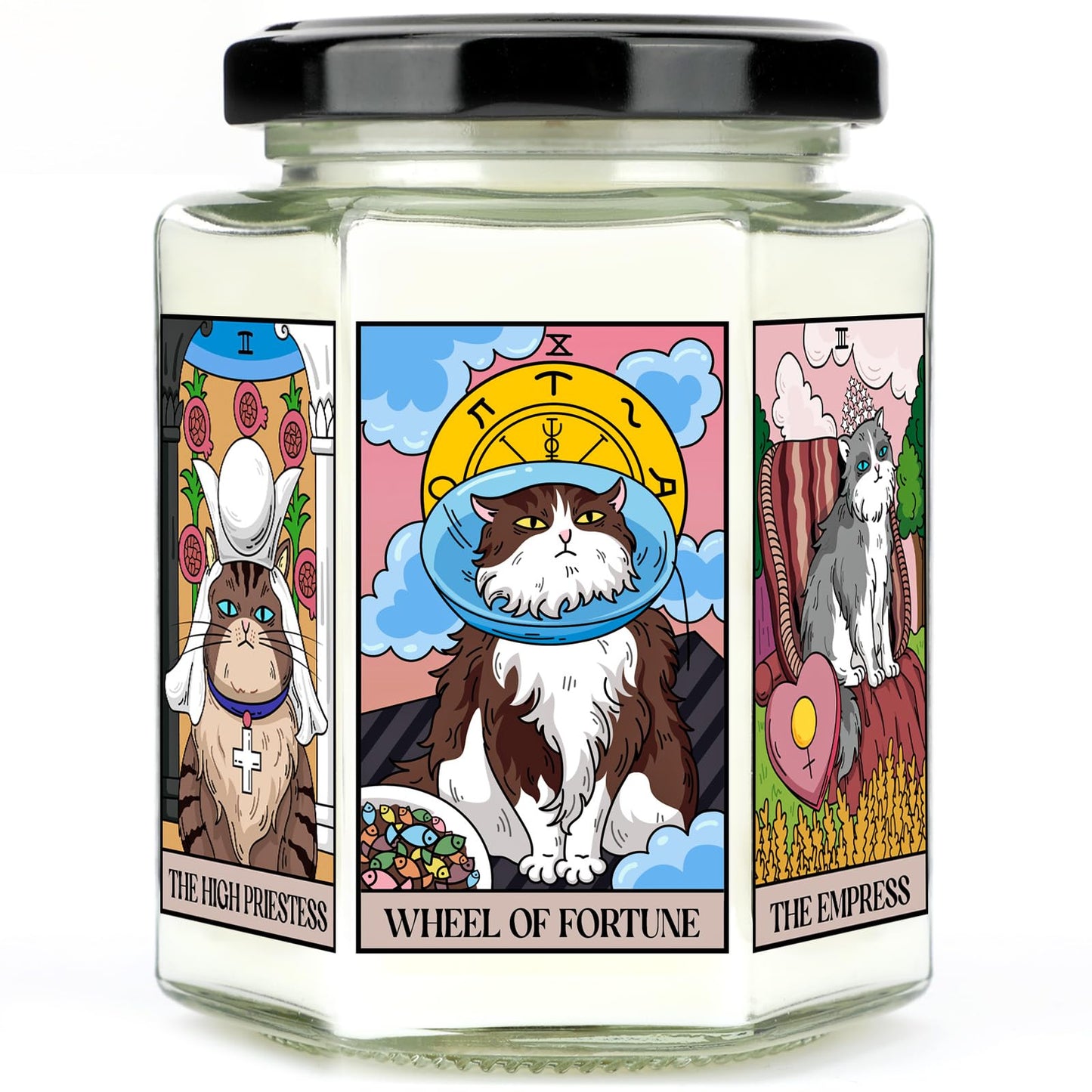 AWDK Gifts for Women-Best Friend Birthday Gift for Female-Astrology Gift for Friends-Witchy Gifts for Sister-Funny Candles for Her,Sister,Mom,BFF-Tarot Cat Lavender Candles-8oz Candle Jars