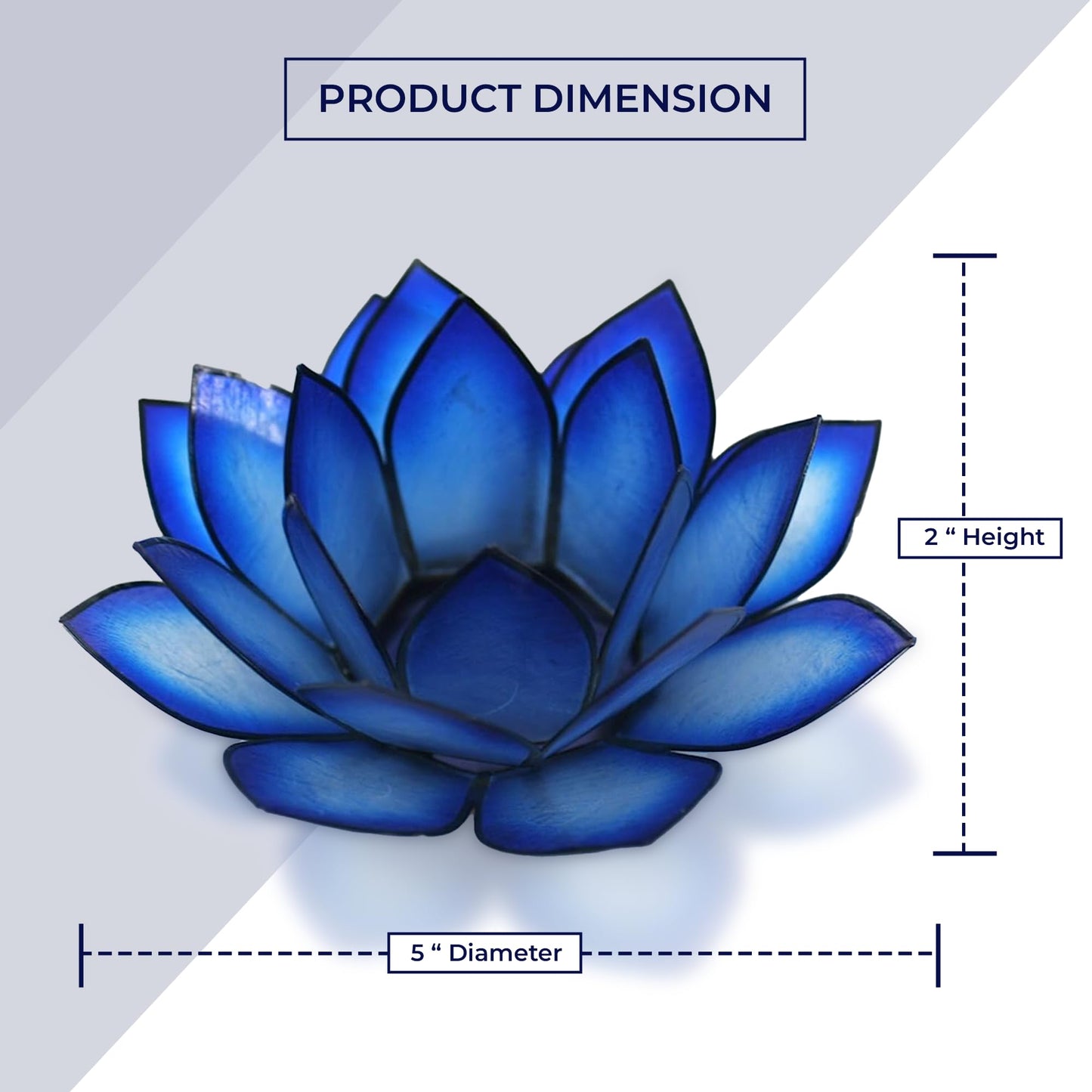 Om Gallery Capiz Shell Lotus Flower Decor Tealight Candle Holder for Serene Ambiance - Handmade Decorative Candle Holders for Meditation, Yoga, and Relaxation, Blue Lagoon