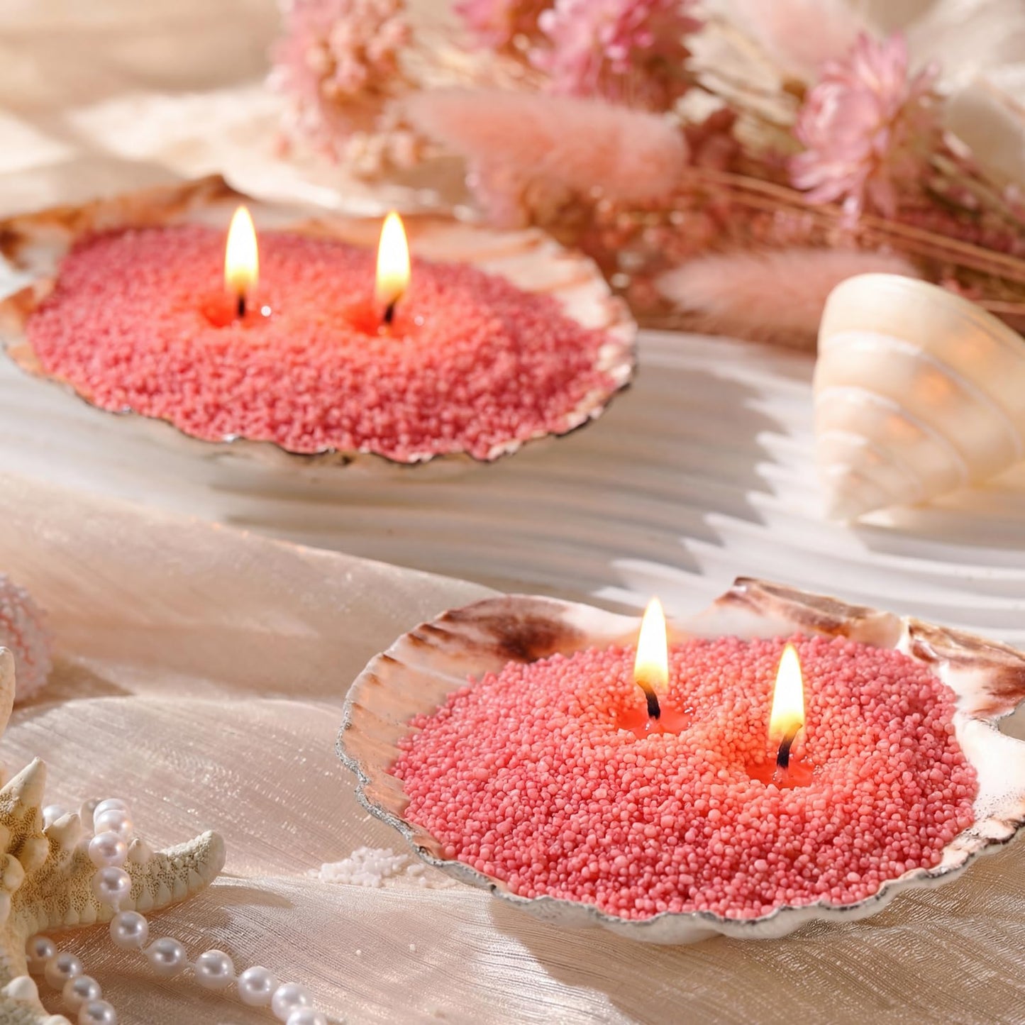 MTLEE Candle Sand 3.3 lb DIY Pearled Candle Making Kit Included 20 Pcs Wicks and Refillable Beaded Wax Sand Beaded Wax Gift with Wicks Self Extinguish for Home Wedding Party Women (Red)