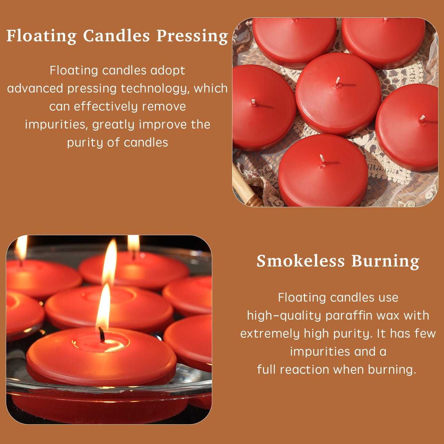 3 inch Floating Candles 36 Packs Red Floating Candle for Centerpieces 8-9 Hours Floating Candles 3” Water Candles for Cylinder Vases, Pool, Wedding, Mother's Day, Party