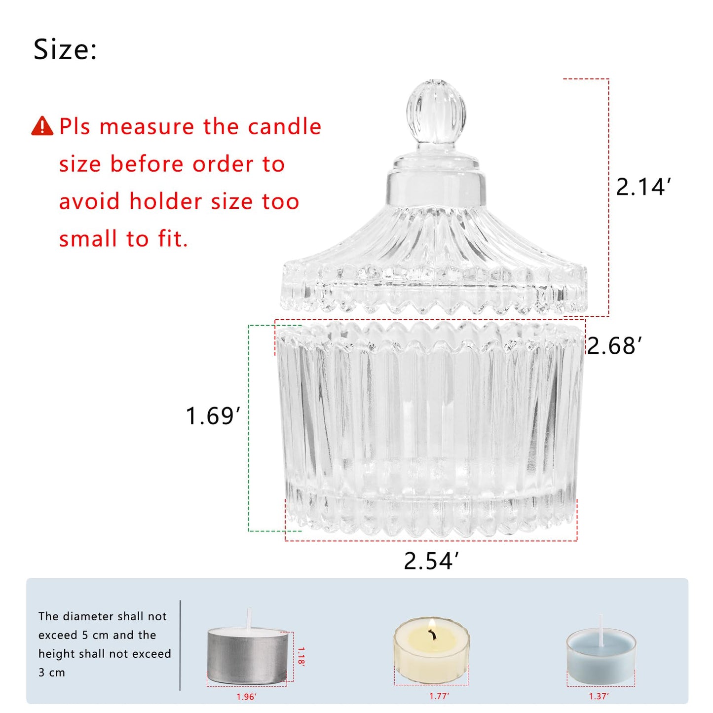 Jollyhilan 12 Pack Candle Holders with Lids,Tealight Candle Holders Pack Alone,Glass Holders for Pillar Candles,Wedding, Home Decor, Candy Glass Storage